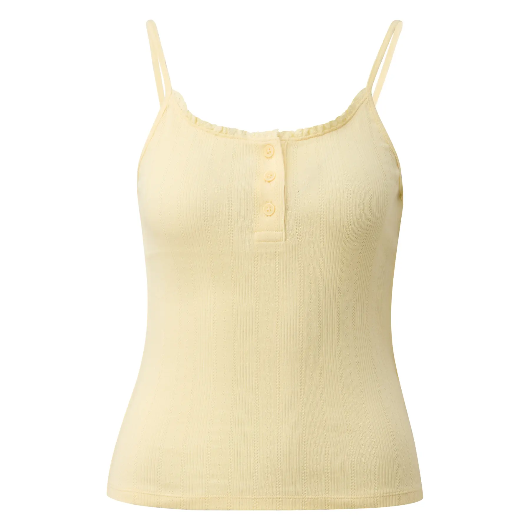 Top a spalline sottili con bottoni e motivo traforato donna QS