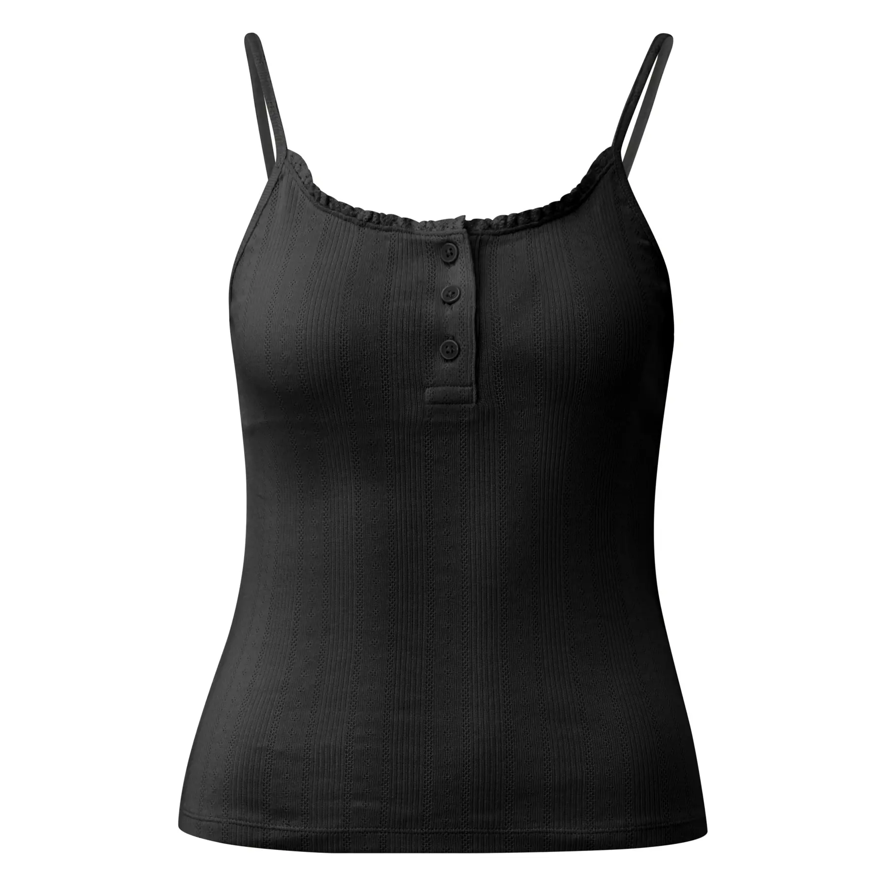Top a spalline sottili con bottoni e motivo traforato donna QS