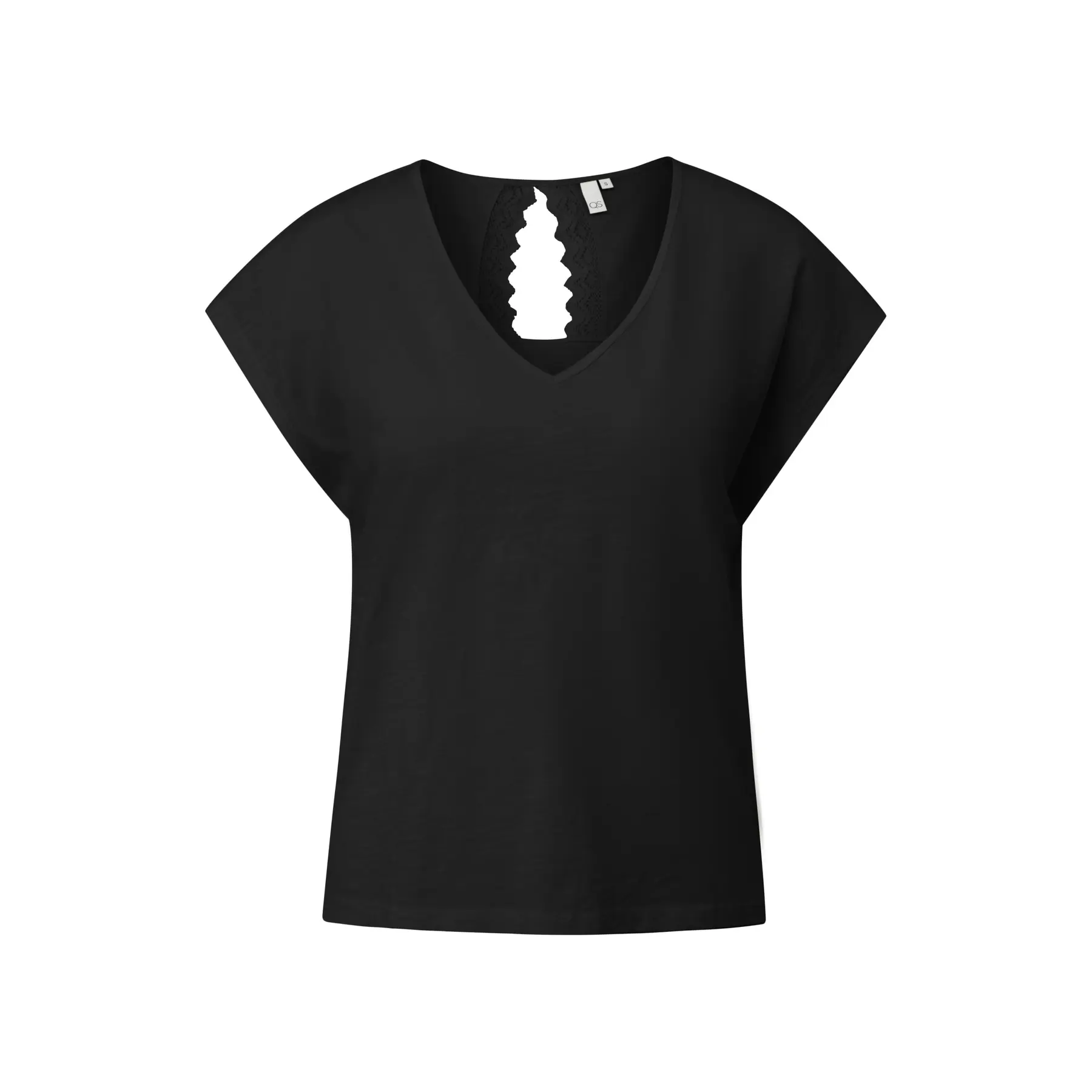 T-shirt Casual con Spalle Cadenti e Dettaglio in Pizzo Donna QS