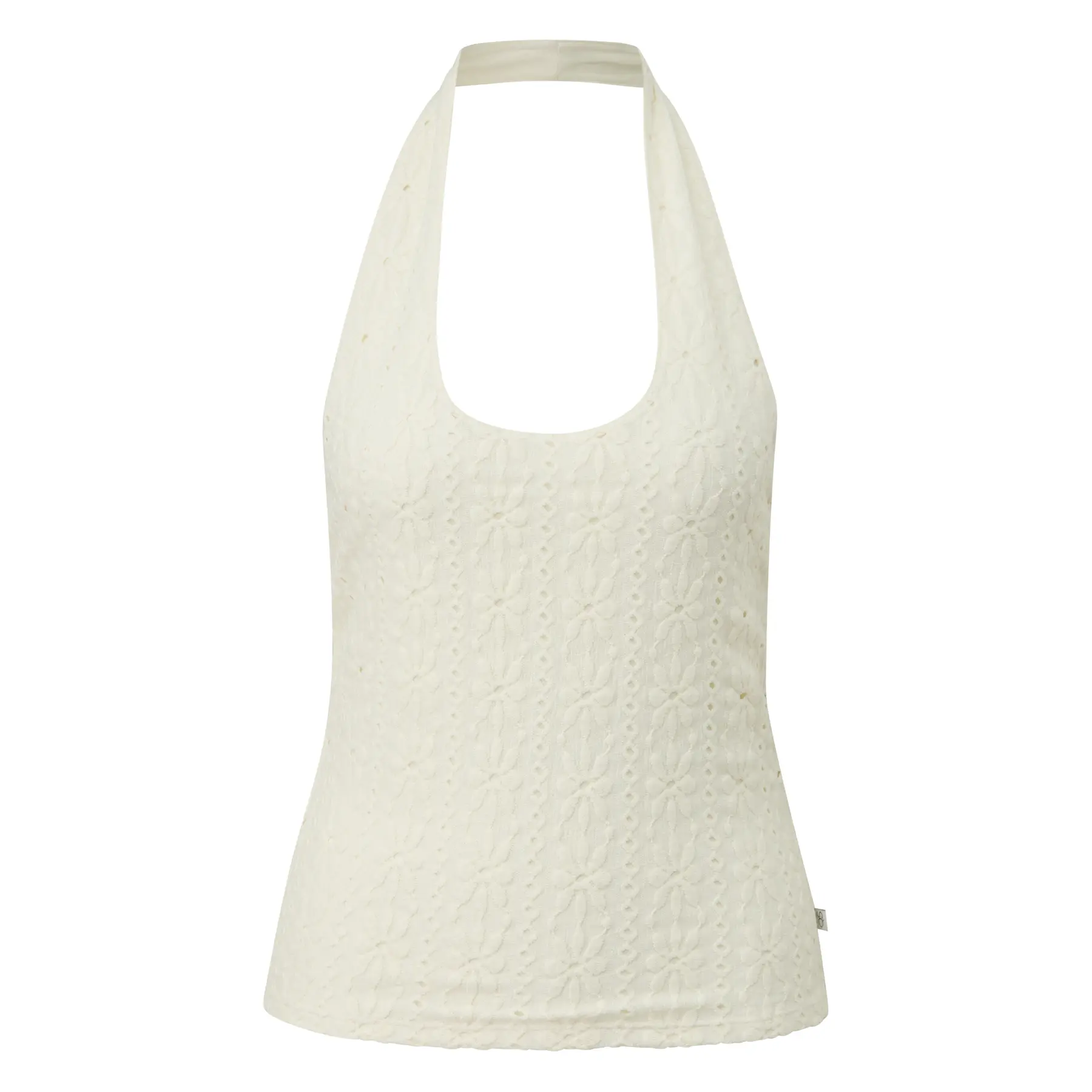 Top senza maniche elastico effetto pizzo donna QS