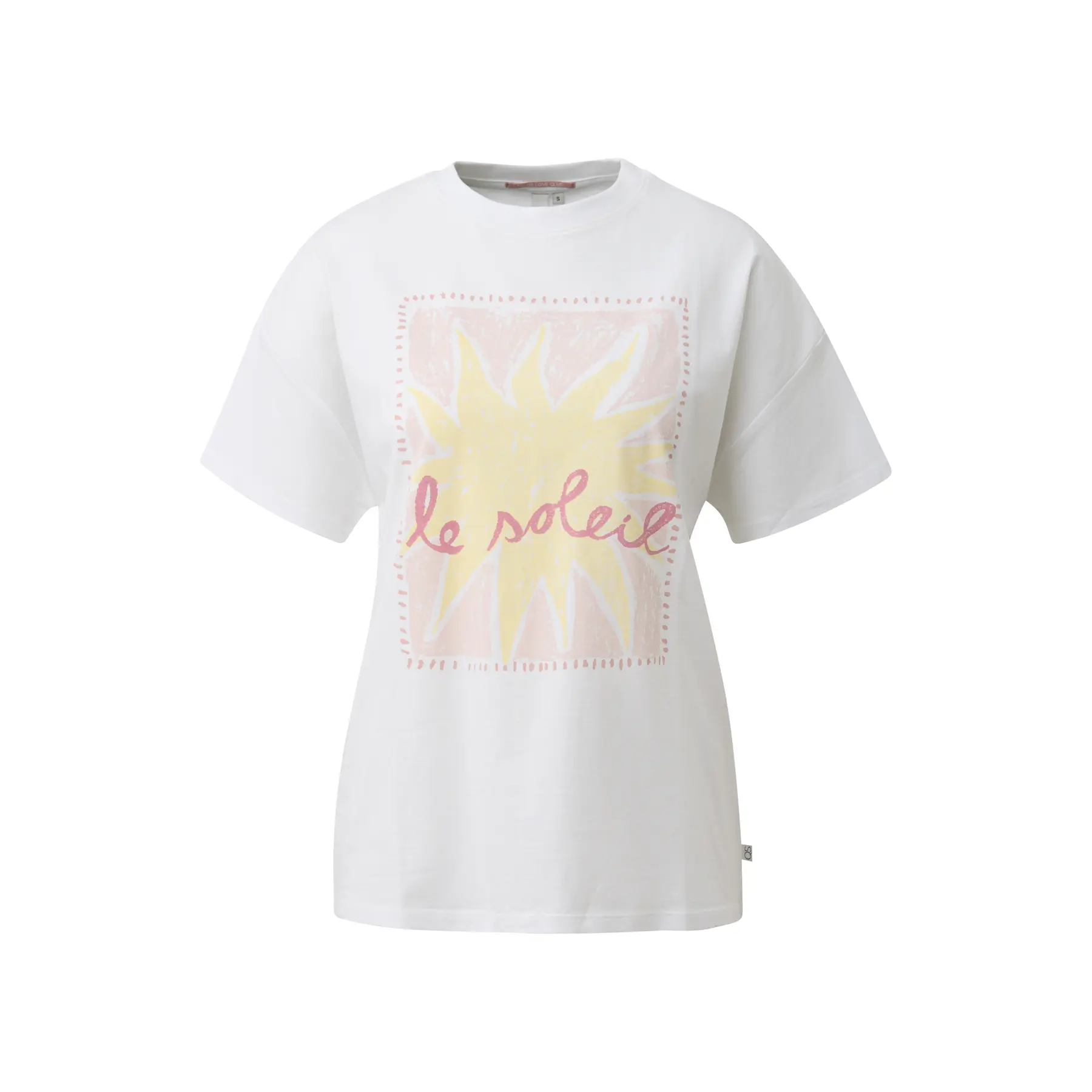 T-shirt boyfriend in cotone con stampa davanti donna QS