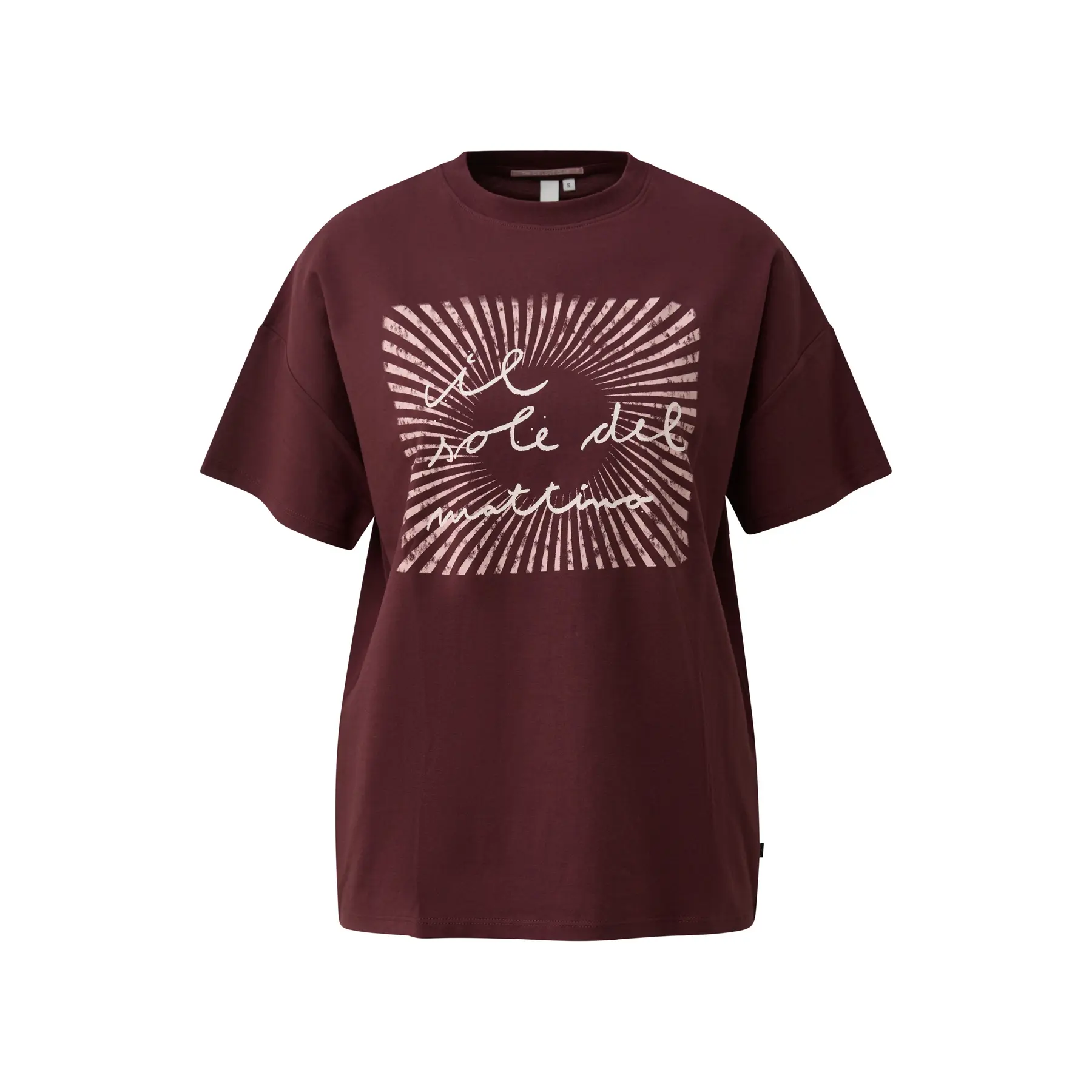 T-shirt boyfriend in cotone con stampa davanti donna QS
