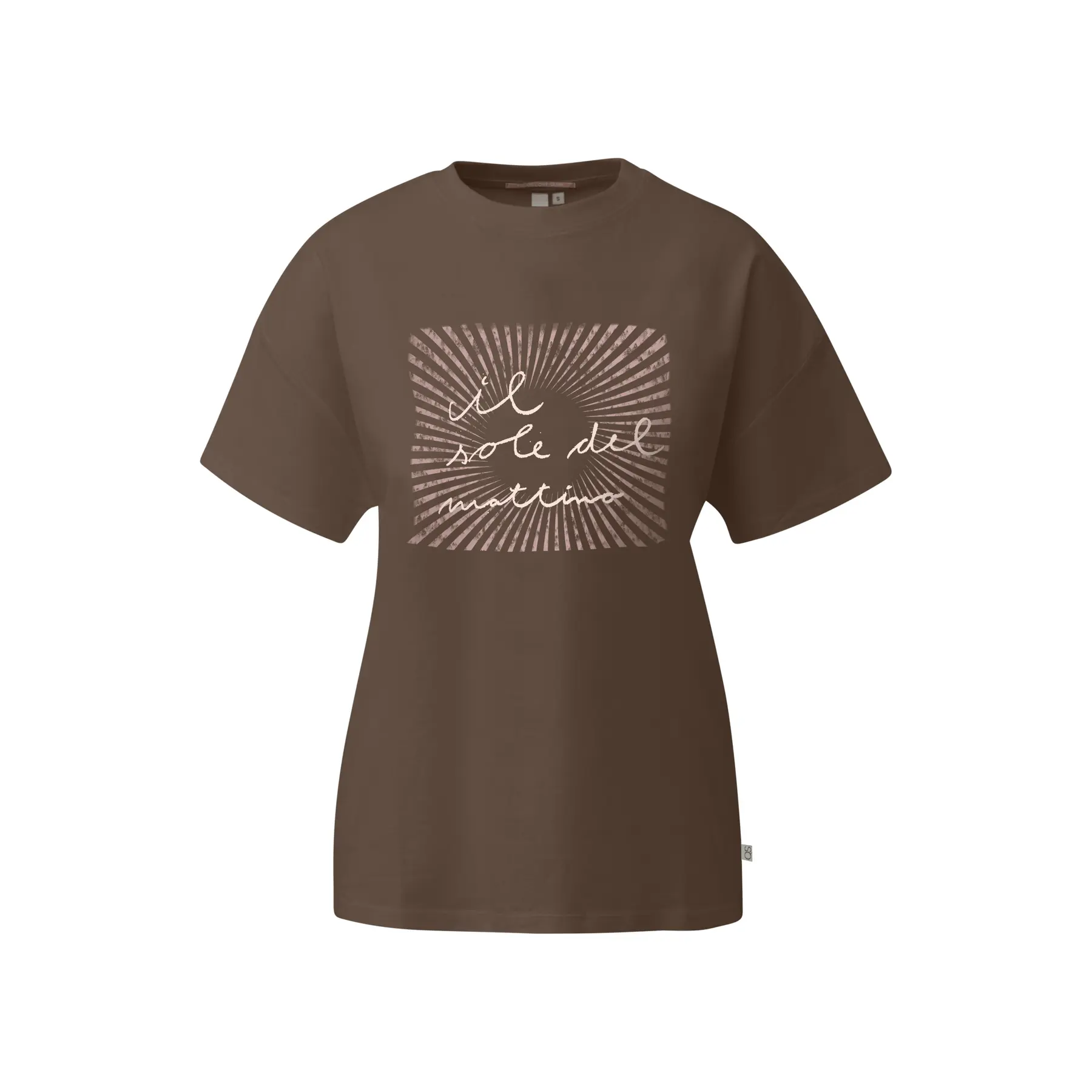 T-shirt boyfriend in cotone con stampa davanti donna QS