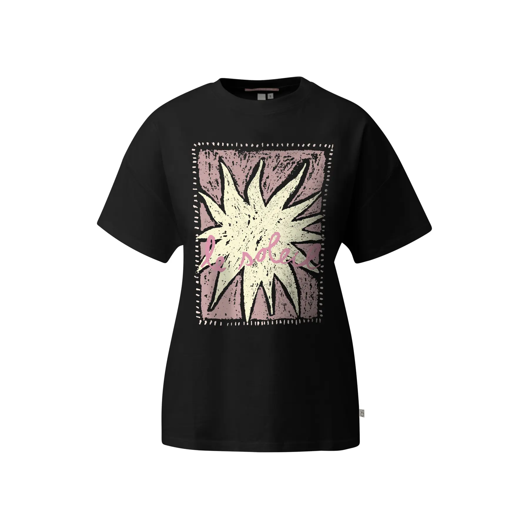 T-shirt boyfriend in cotone con stampa davanti donna QS