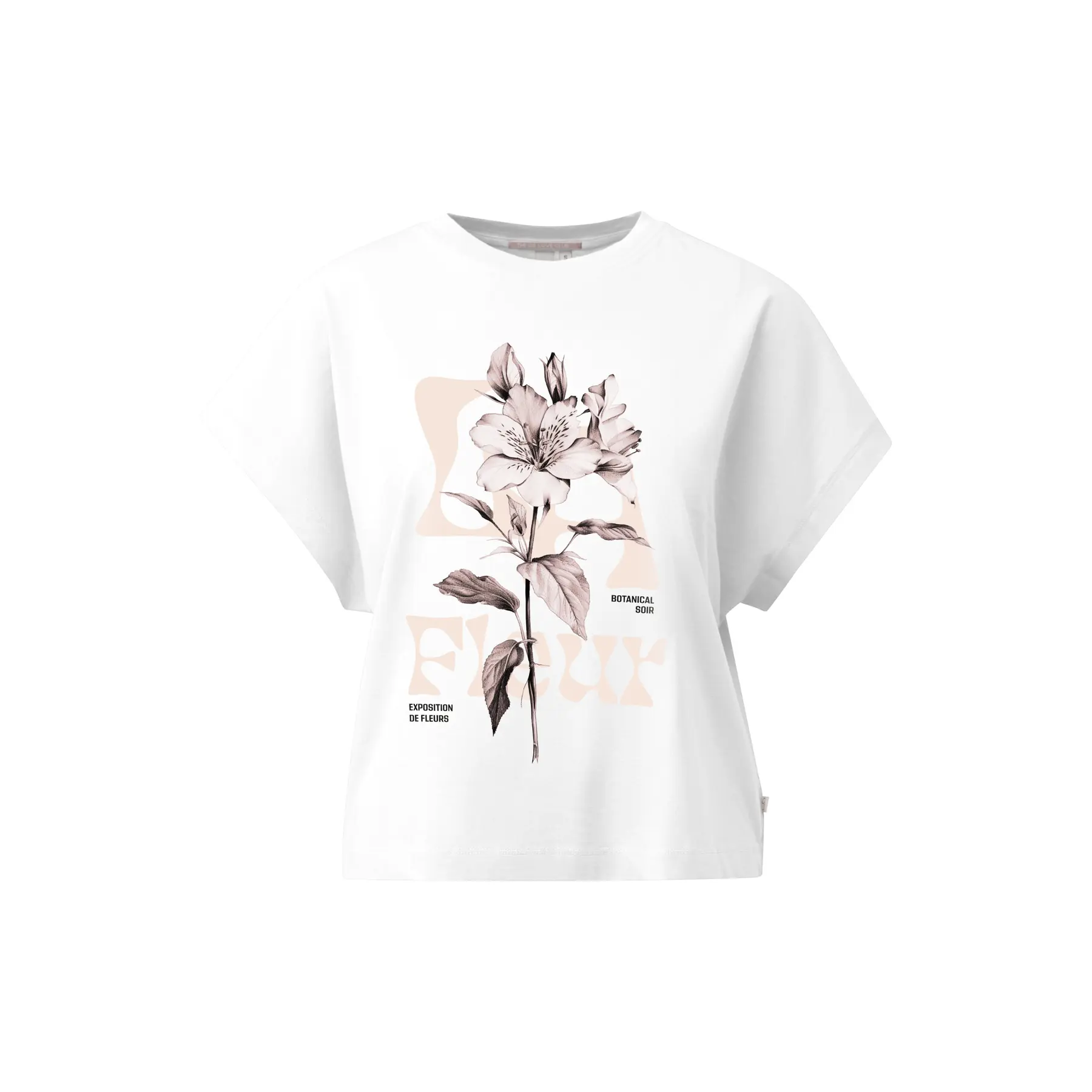 T-shirt in cotone con maniche montate e stampa frontale donna QS
