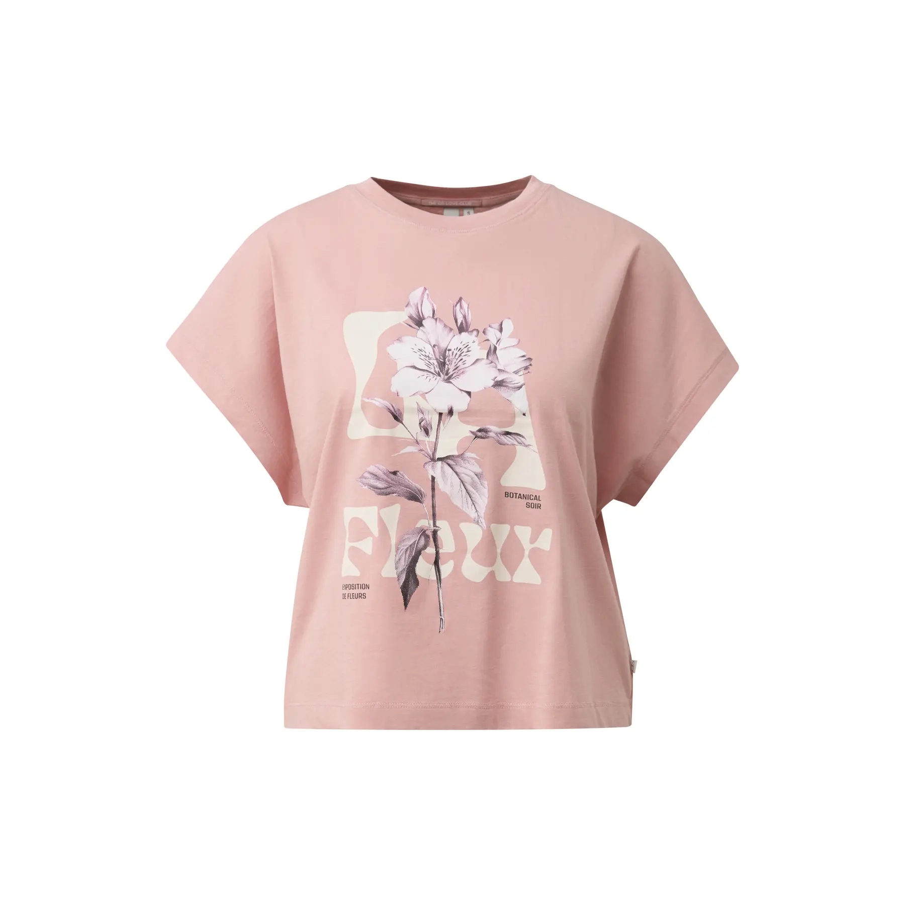 T-shirt in cotone con maniche montate e stampa frontale donna QS