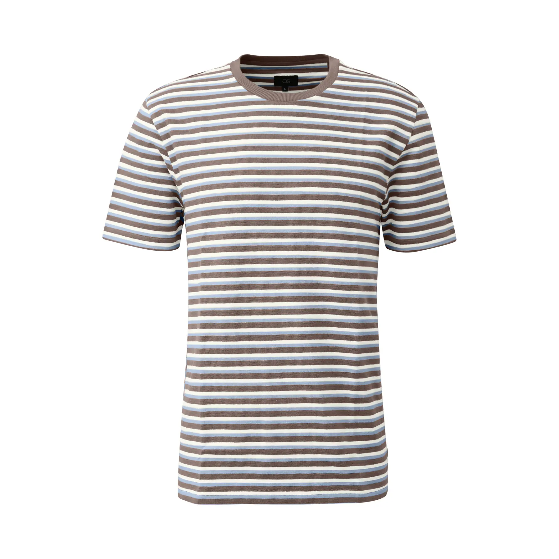 T-shirt à col rond avec rayures structurées QS