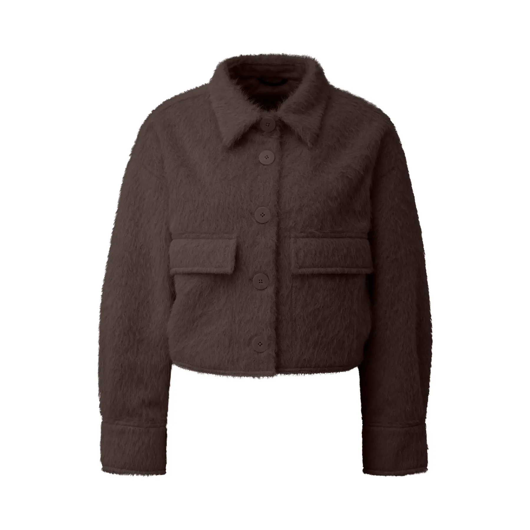 Giacca corta effetto lana con colletto e tasche applicate donna QS