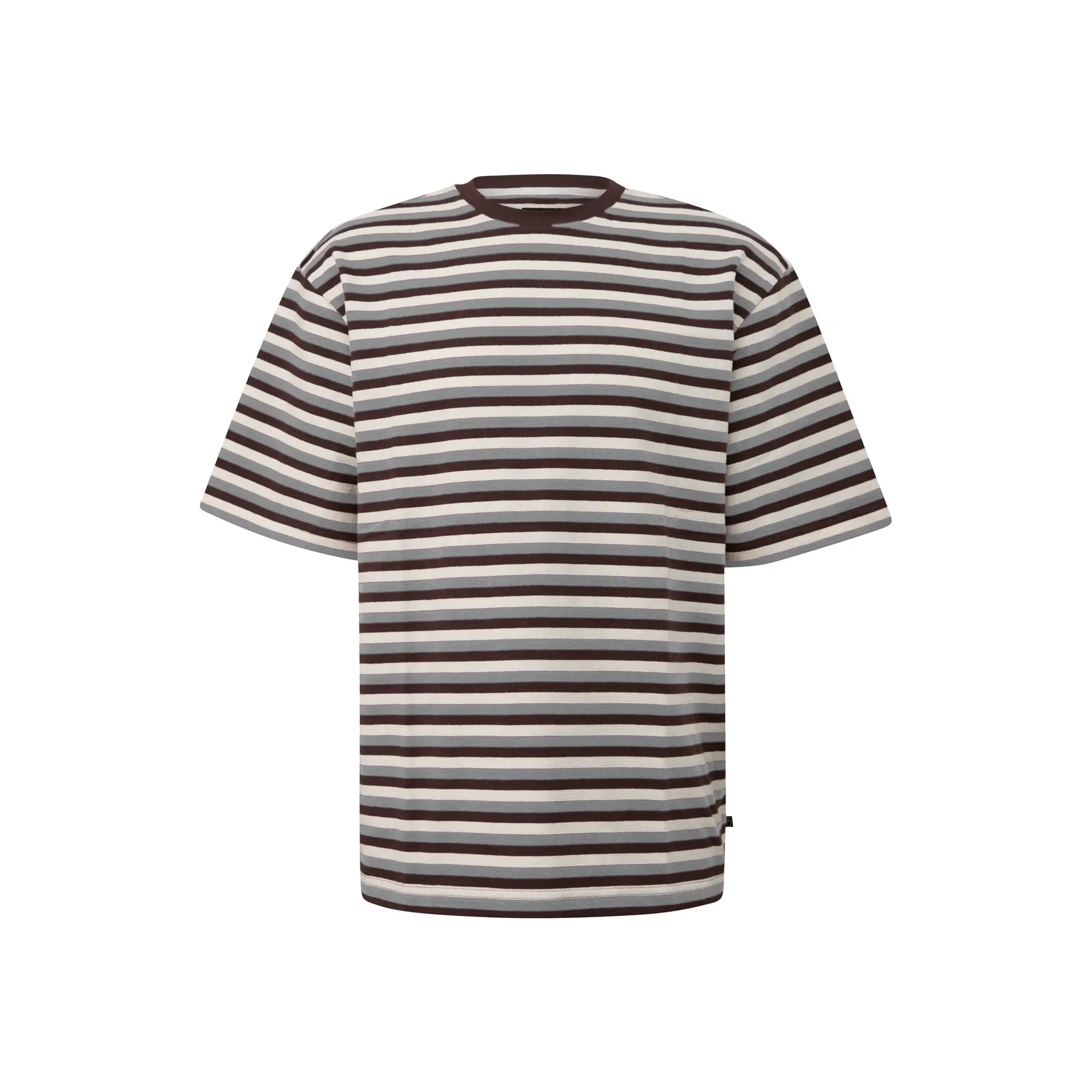 T-shirt con col rotondo e righe strutturate QS