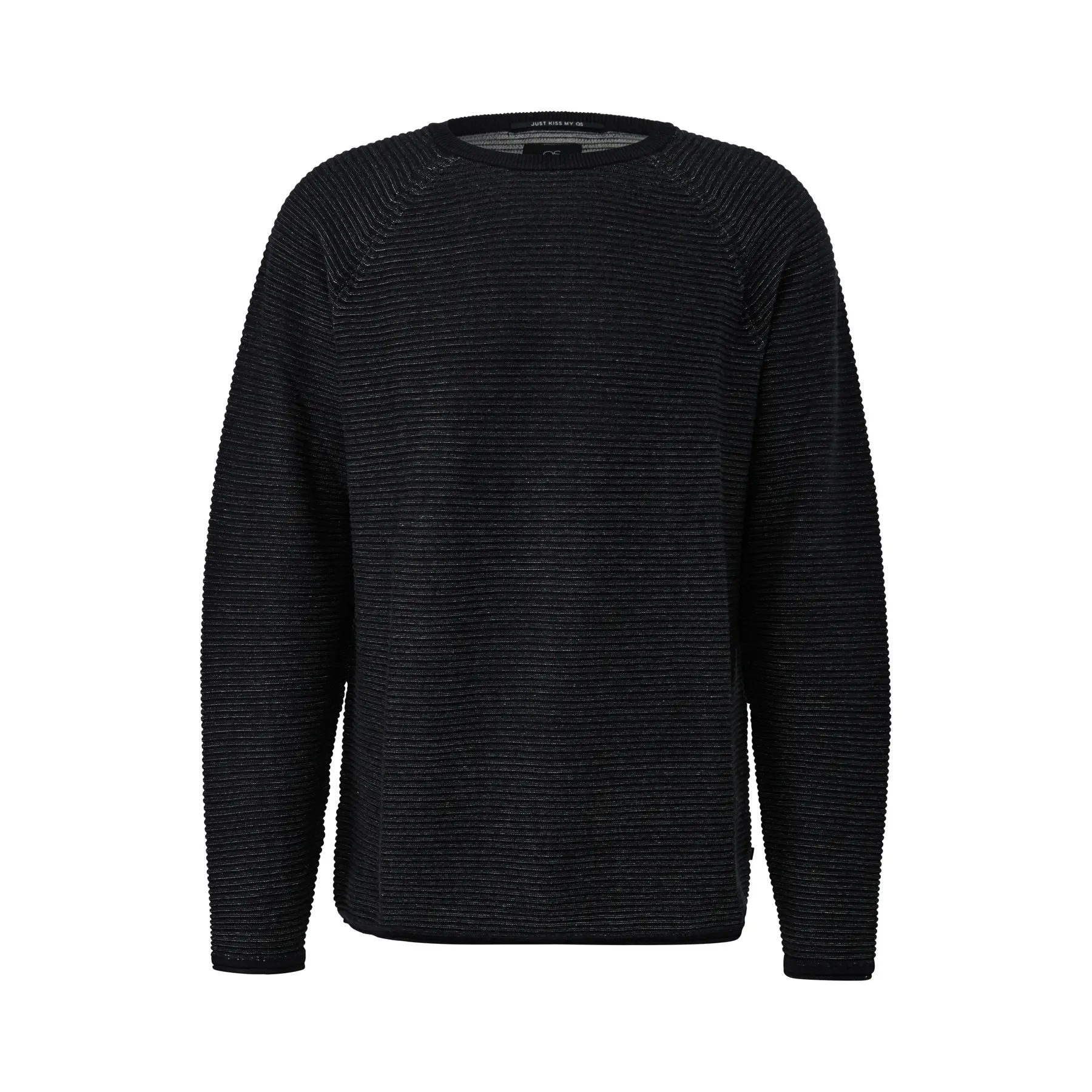 Pull col rond in denim strappato QS