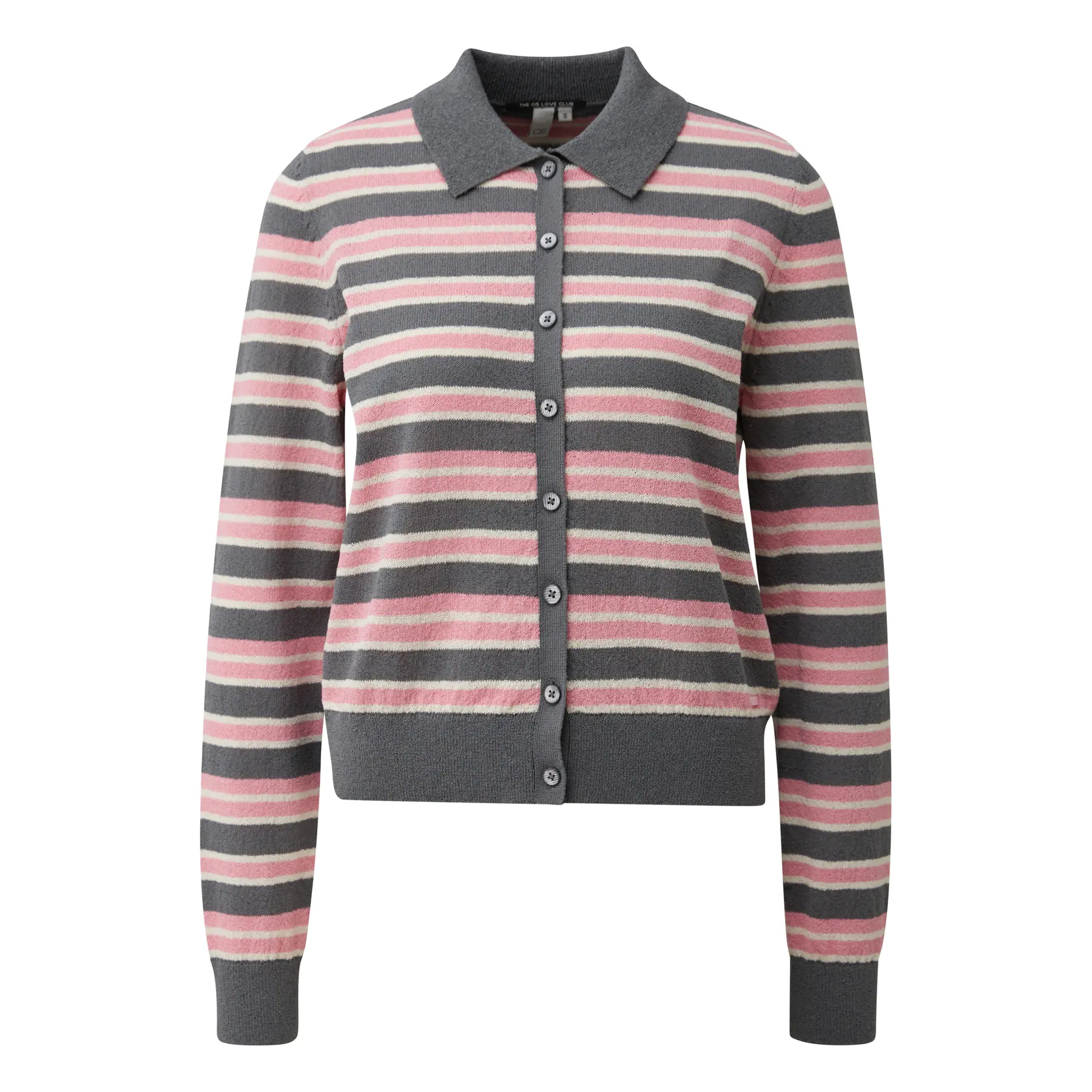 Cardigan a righe con colletto polo donna
