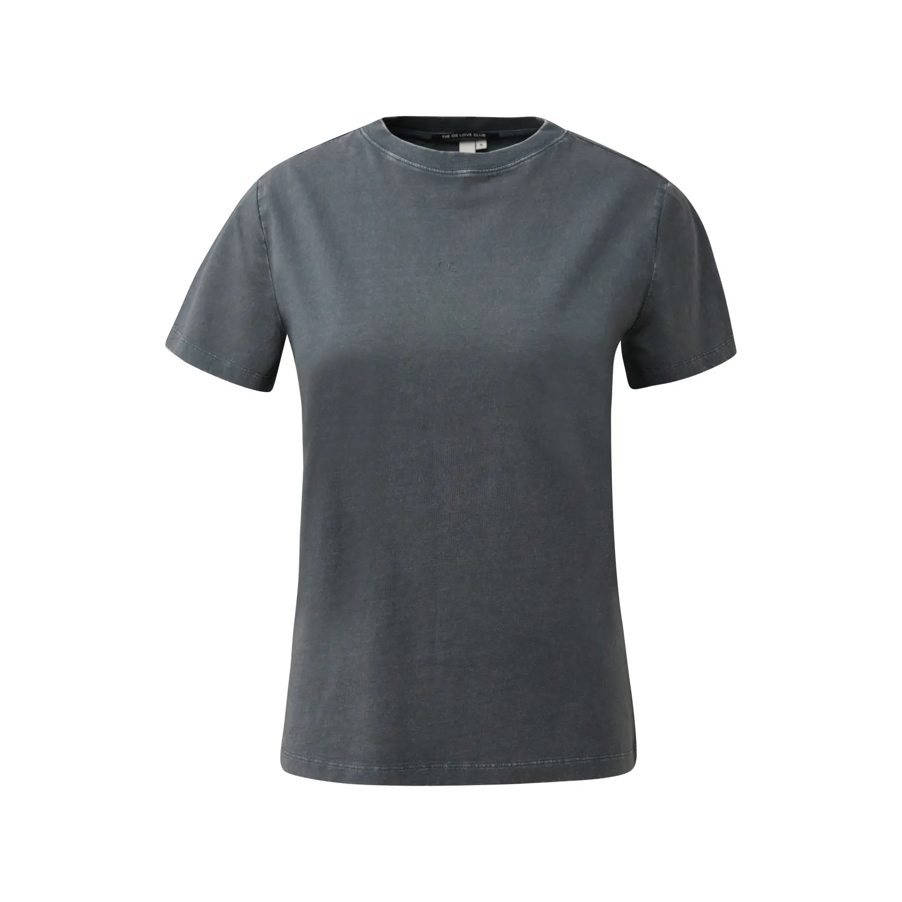 T-shirt in cotone lavato con logo stampato donna QS