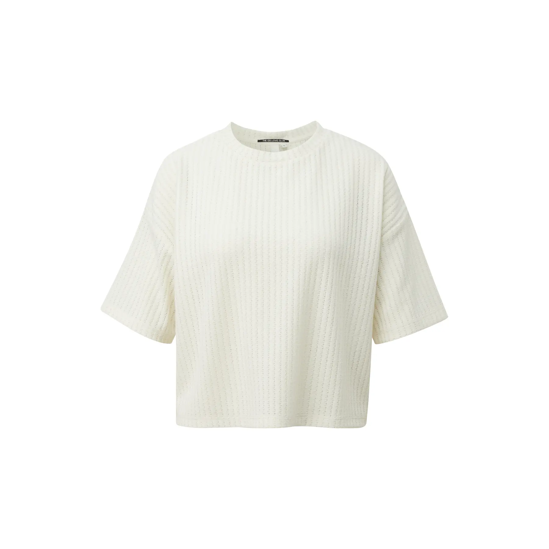T-shirt boxy con motivo lavorato a maglia e spalle cadenti donna QS