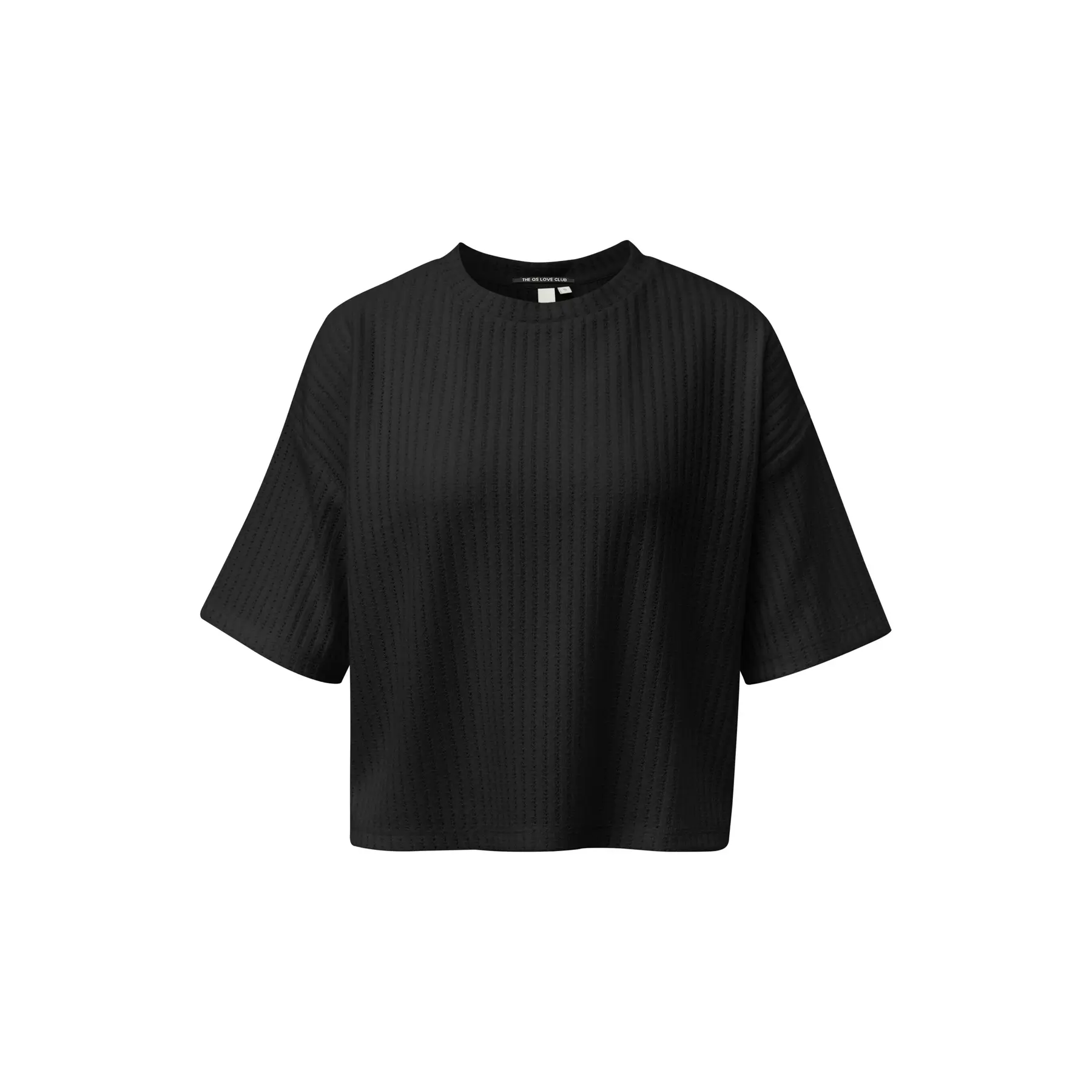 T-shirt boxy con motivo lavorato a maglia e spalle cadenti donna QS