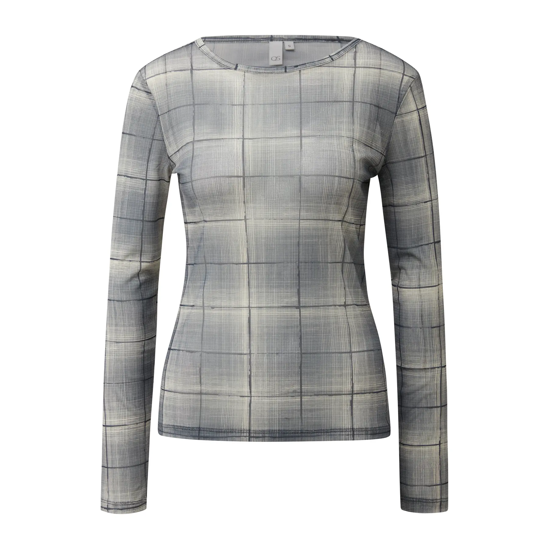 Leicht transparente Mesh-T-Shirt mit Allover-Print für Frauen QS