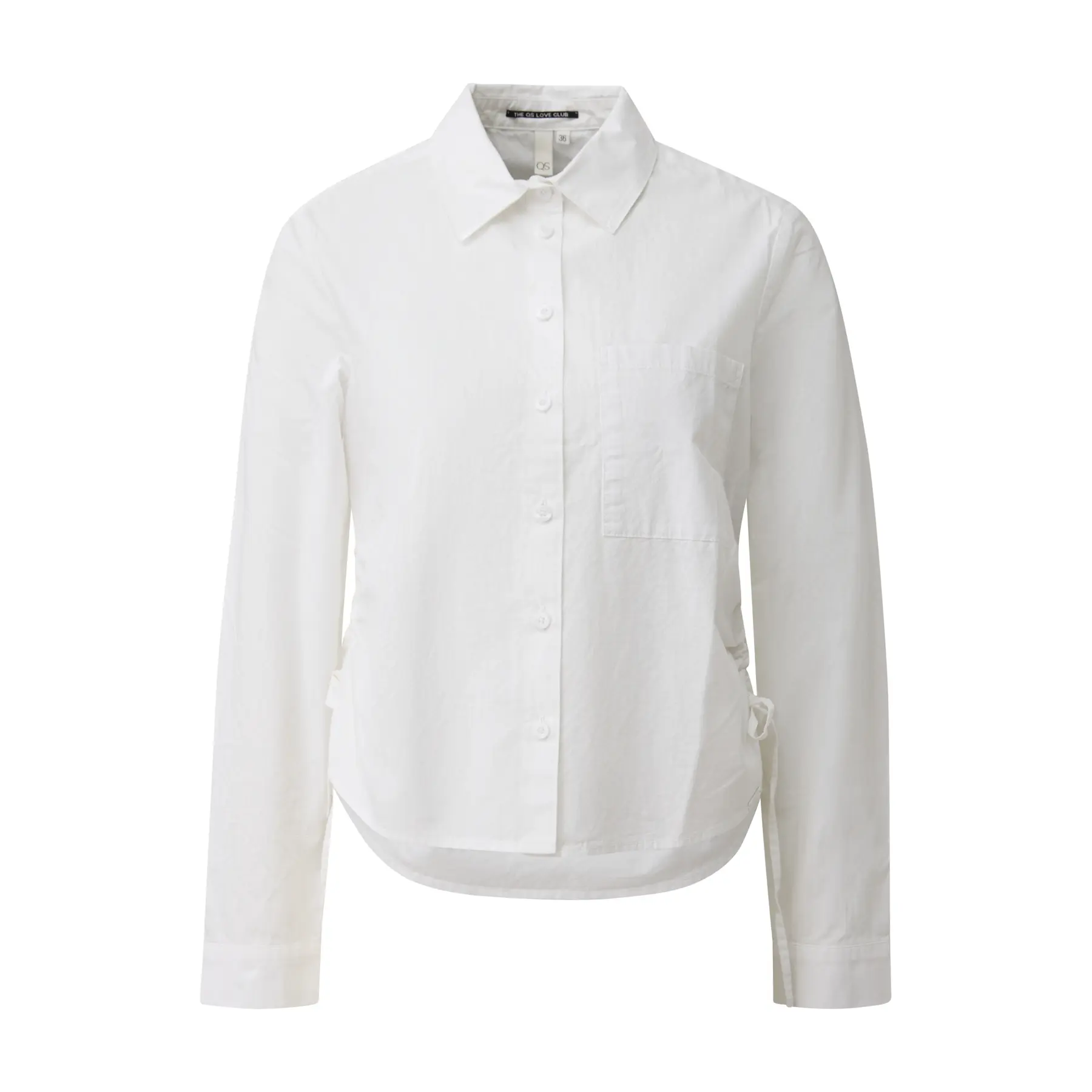 Blusa in cotone con arricciature sulla cucitura laterale donna QS