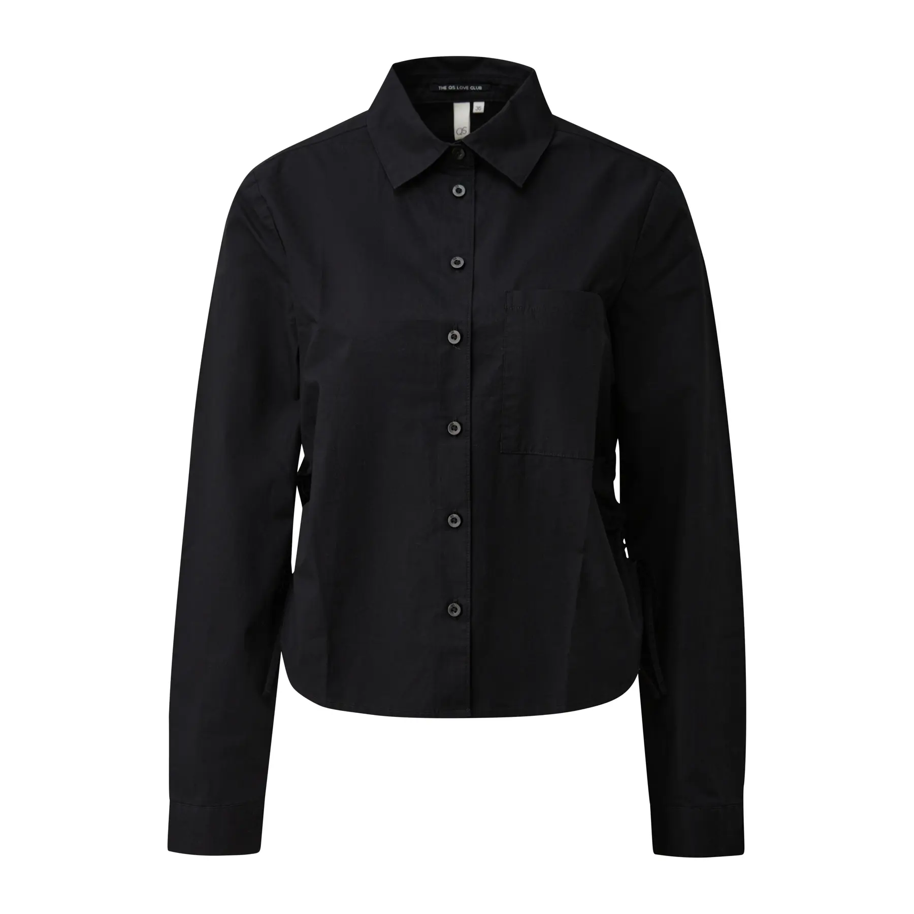 Blusa in cotone con arricciature sulla cucitura laterale donna