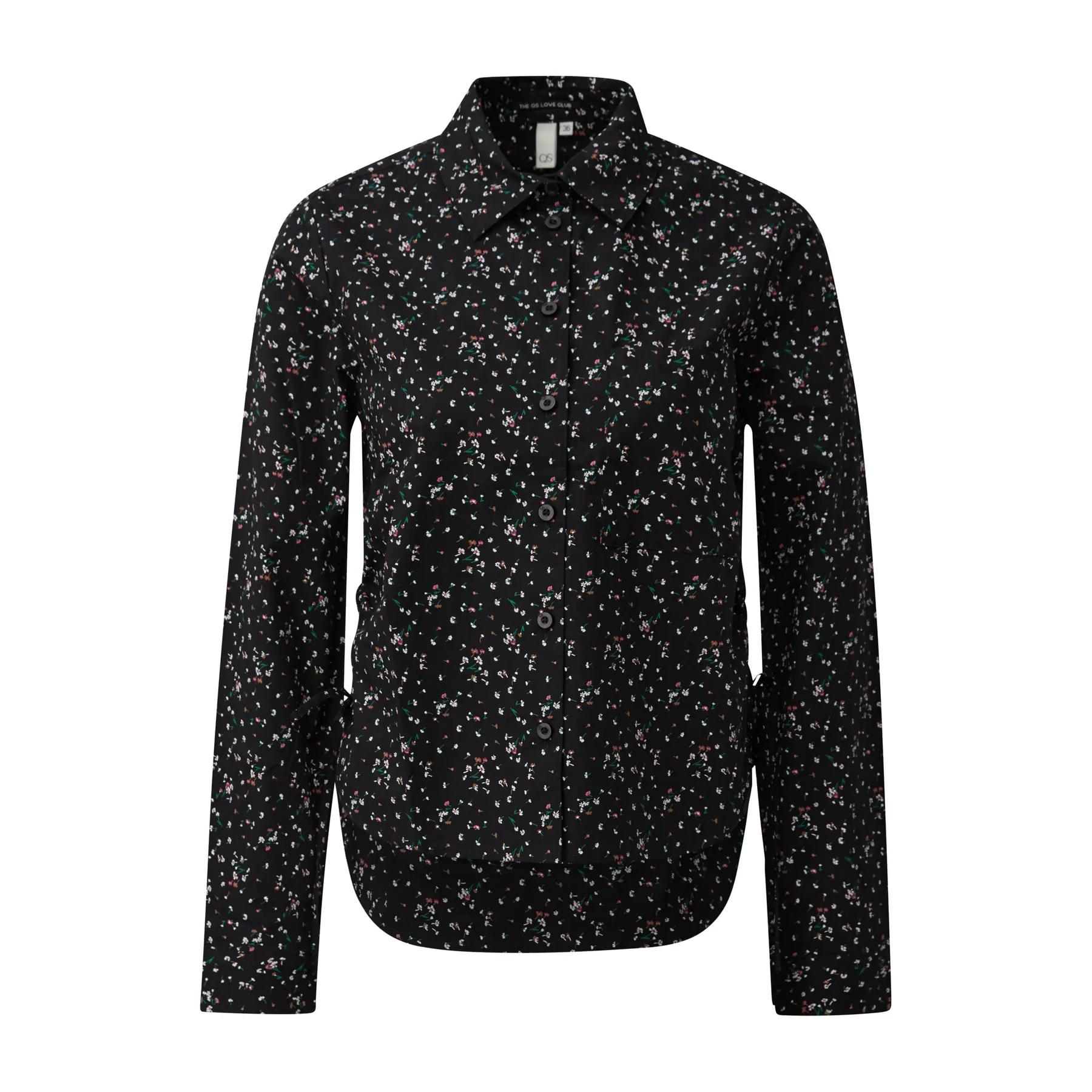 Blusa in cotone con arricciature sulla cucitura laterale donna