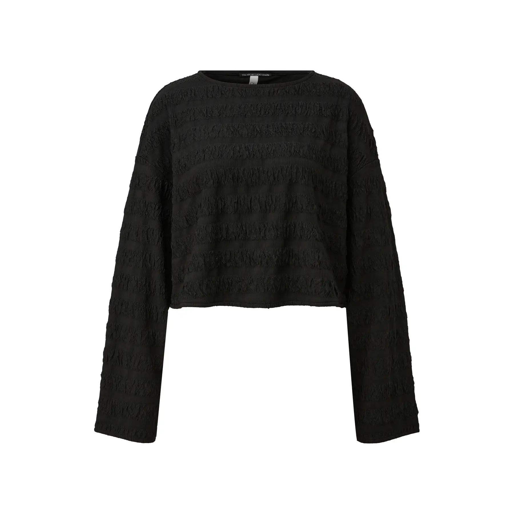 Boxy Langarmshirt aus strukturiertem Stoff Damen QS