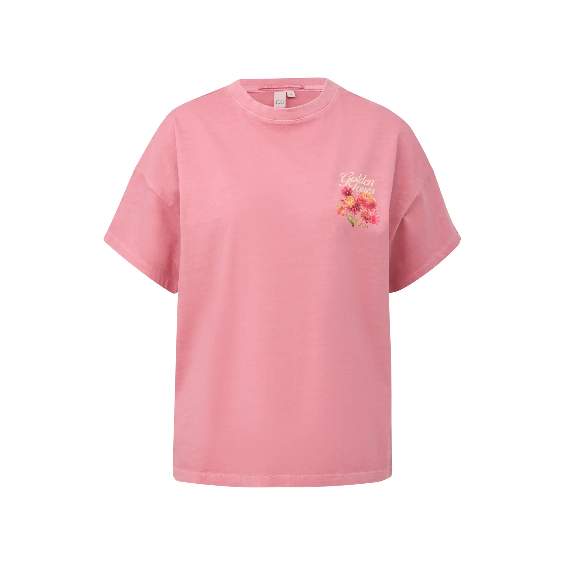 Camicia boyfriend lavata con grande stampa sul retro donna