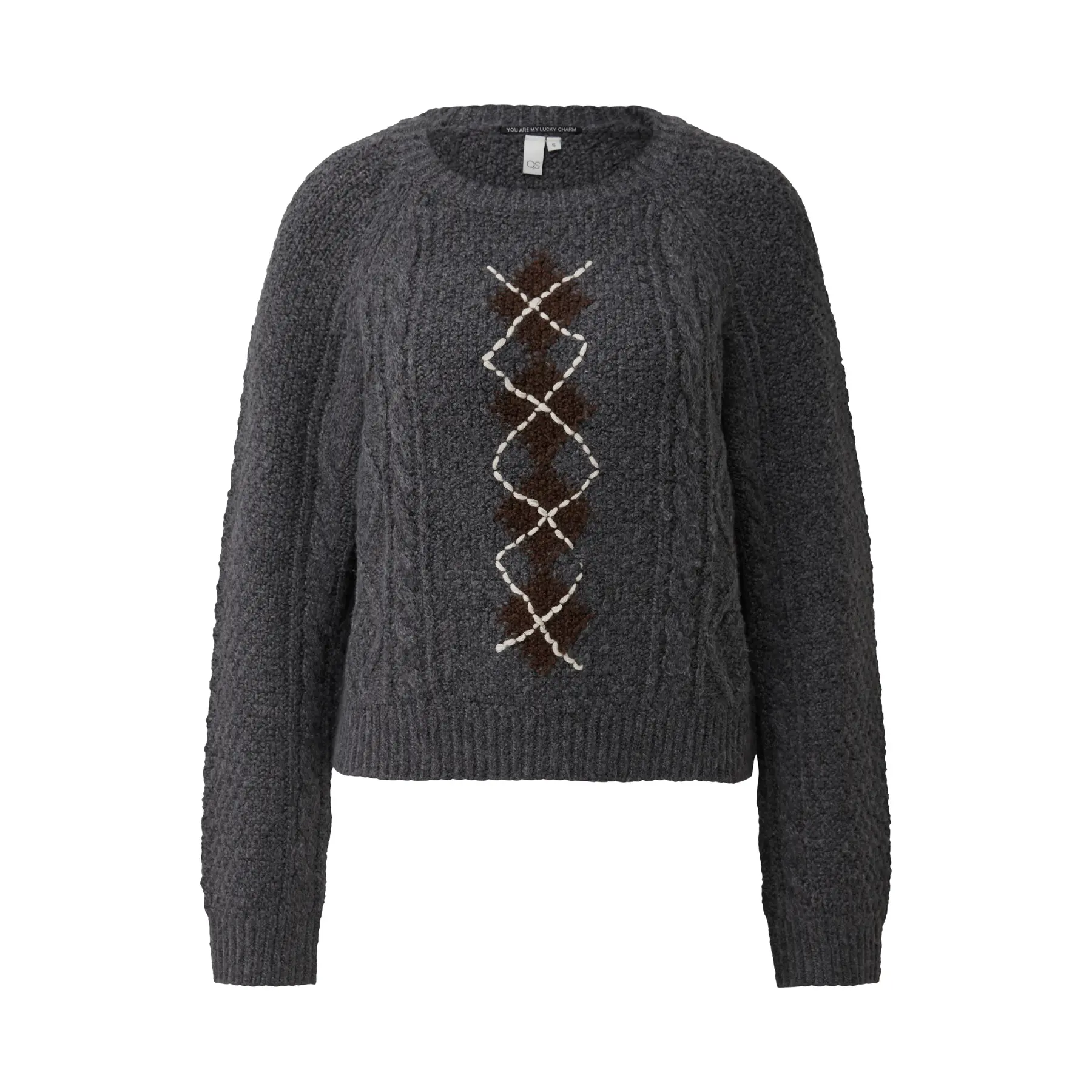 Dicker Pullover aus strukturiertem Strick mit Argyle-Muster Damen QS