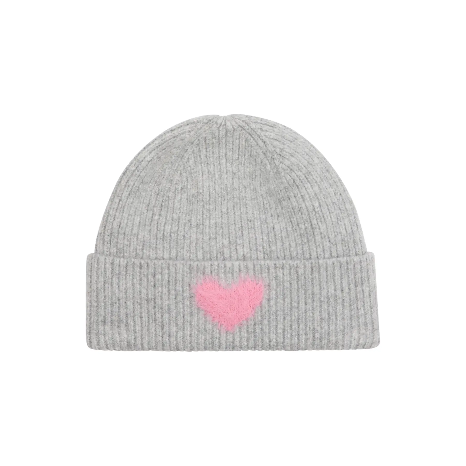 Flauschige Mütze mit gestricktem Herz Damen QS