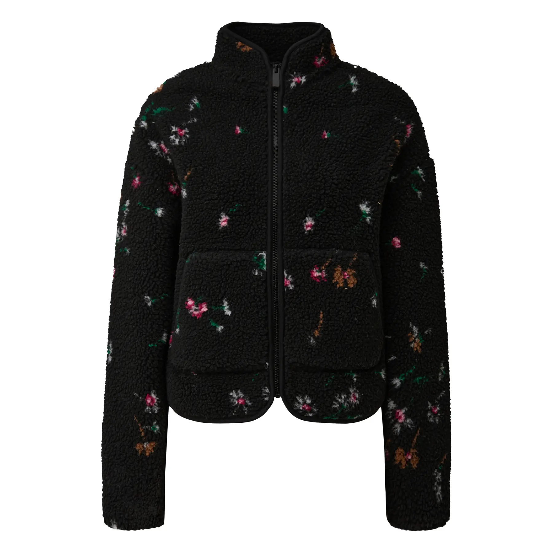 Damen Fleece Teddyjacke mit Allover-Print QS