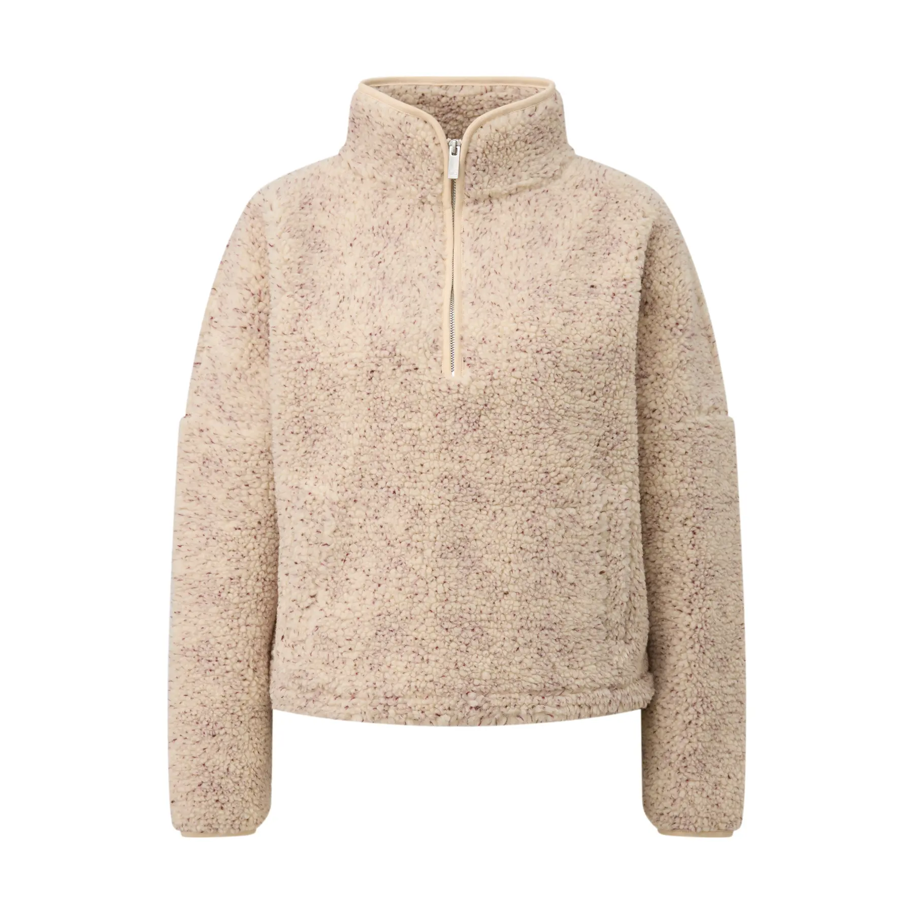 Felpa teddy con collo alto effetto mélange donna QS