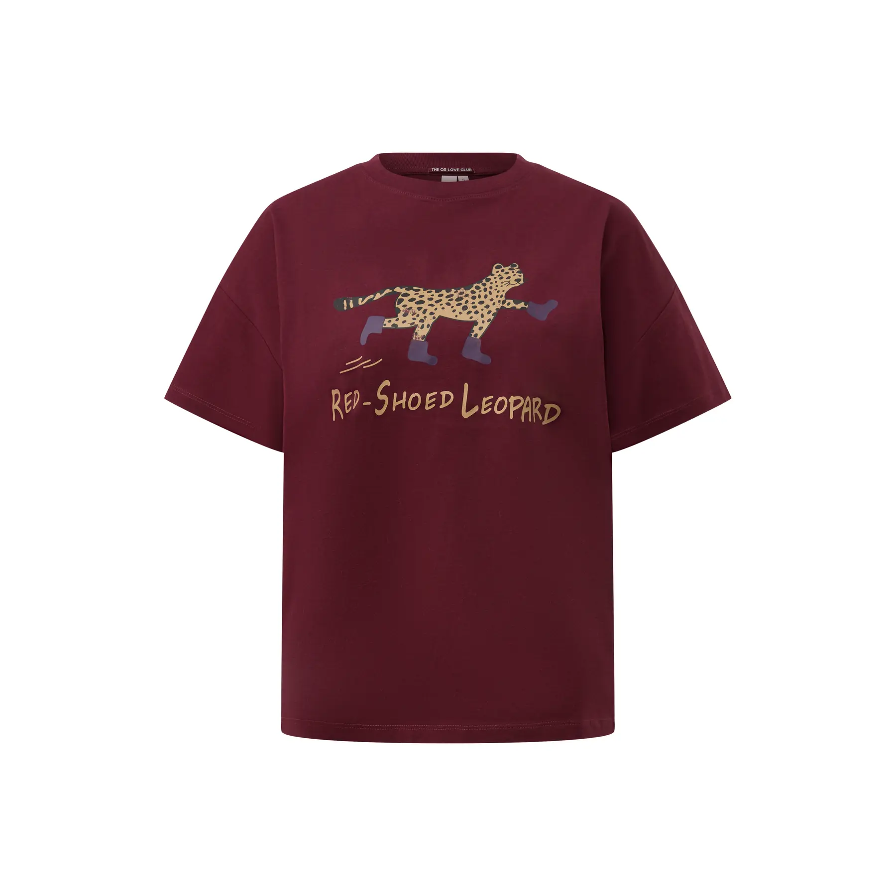 T-shirt in cotone con spalle scese con stampa davanti donna QS