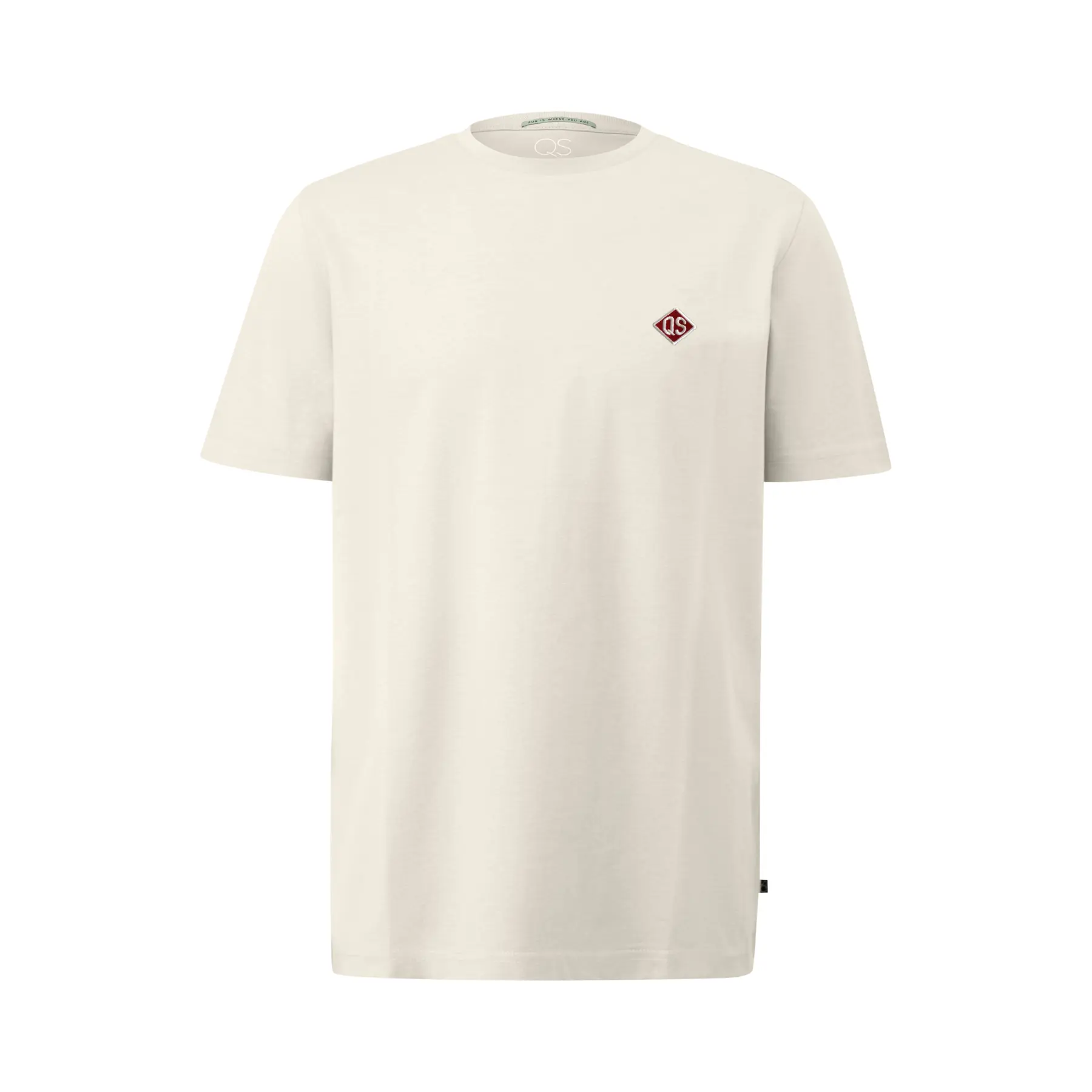 T-shirt con patch logo base dritta QS