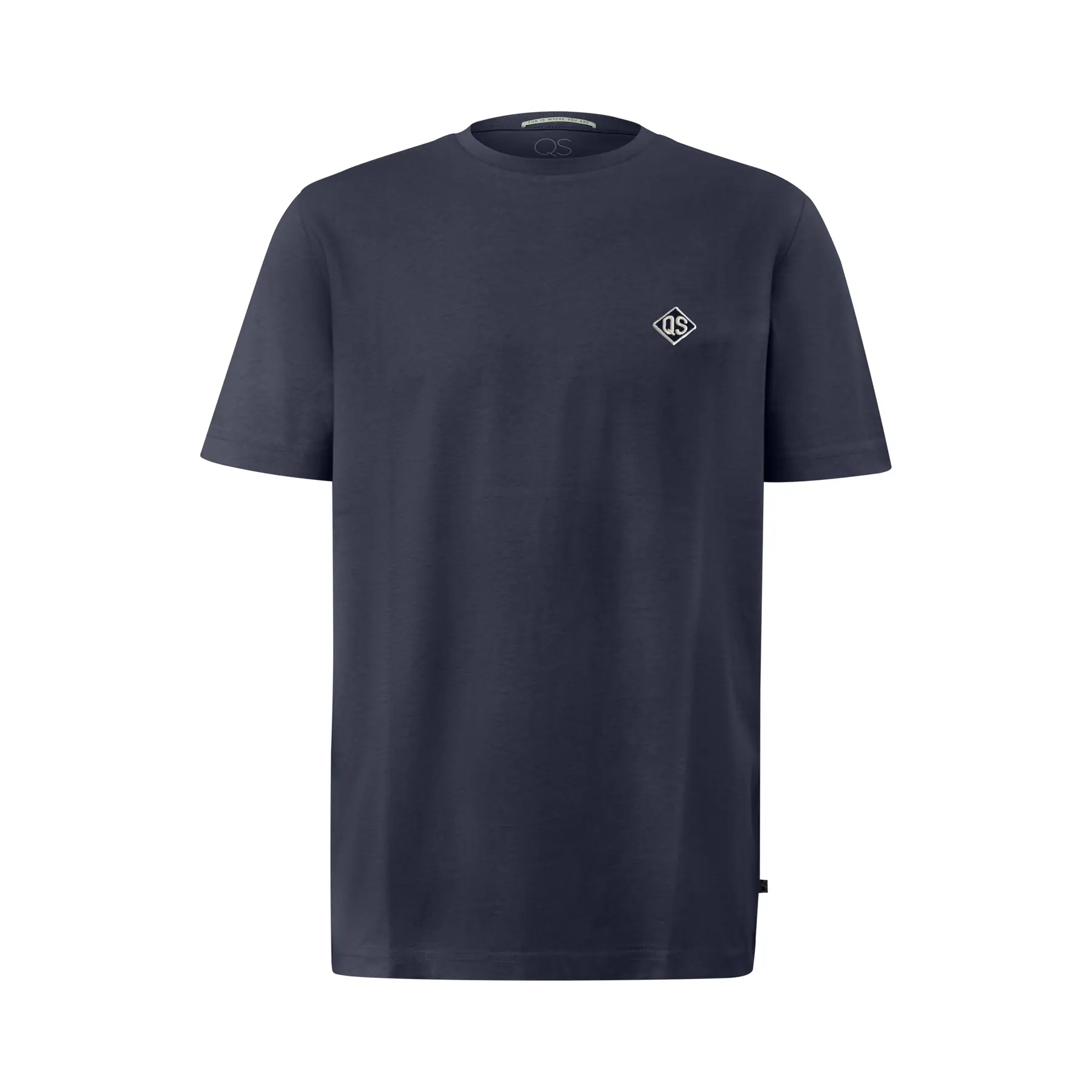 T-shirt con patch logo base dritta QS