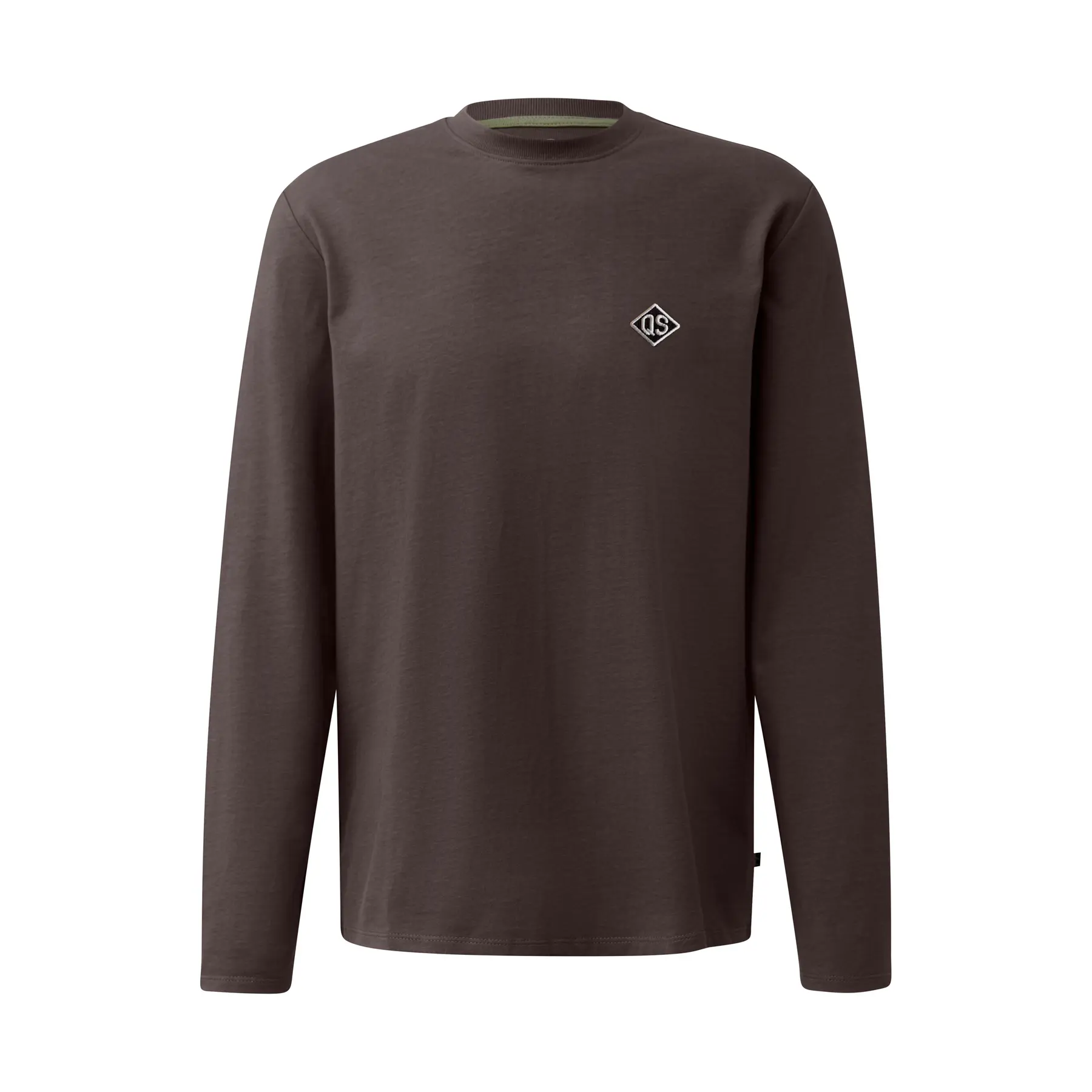 T-shirt a maniche lunghe con patch logo QS