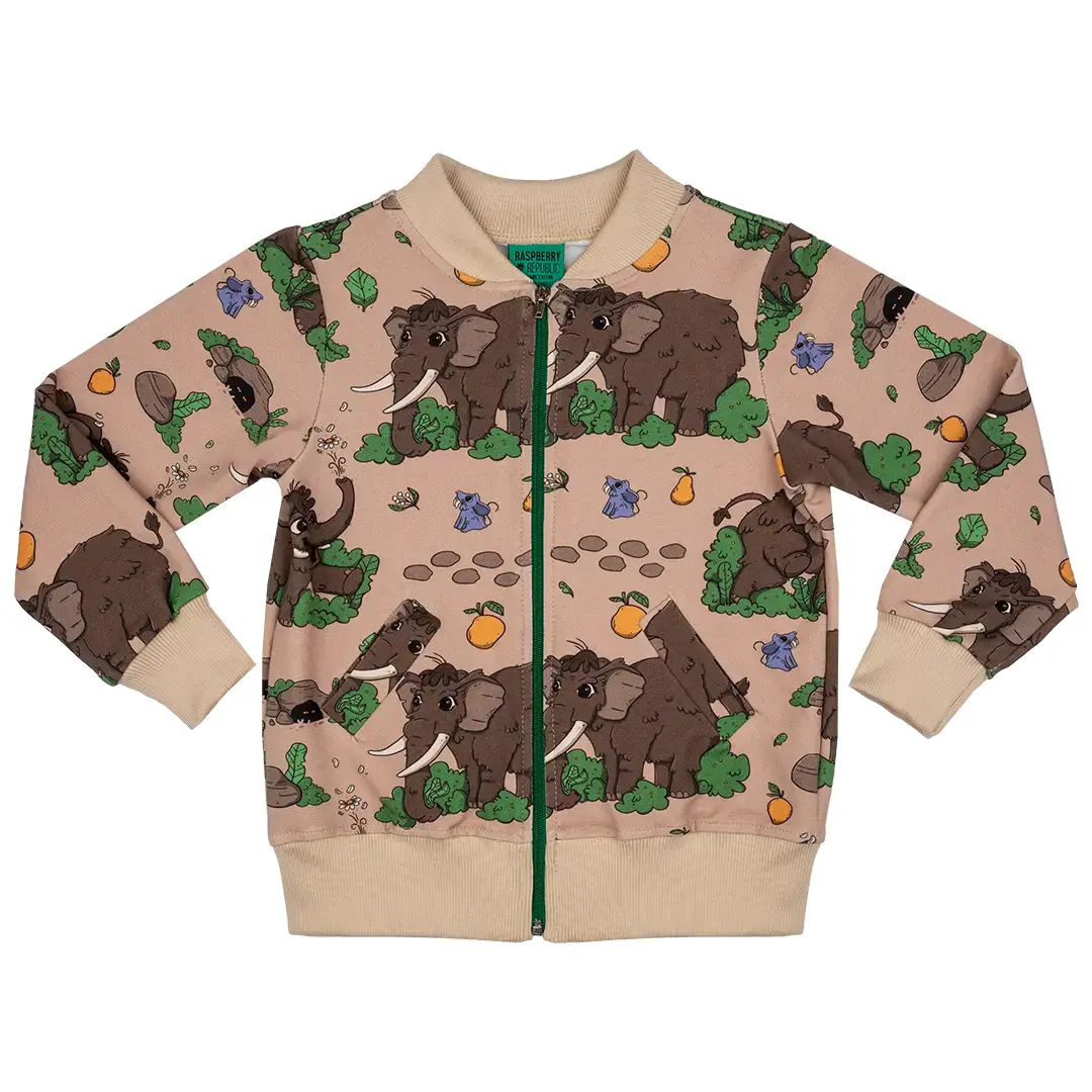 Felpa con zip per bambini Raspberry Republic Wooly Mammoth