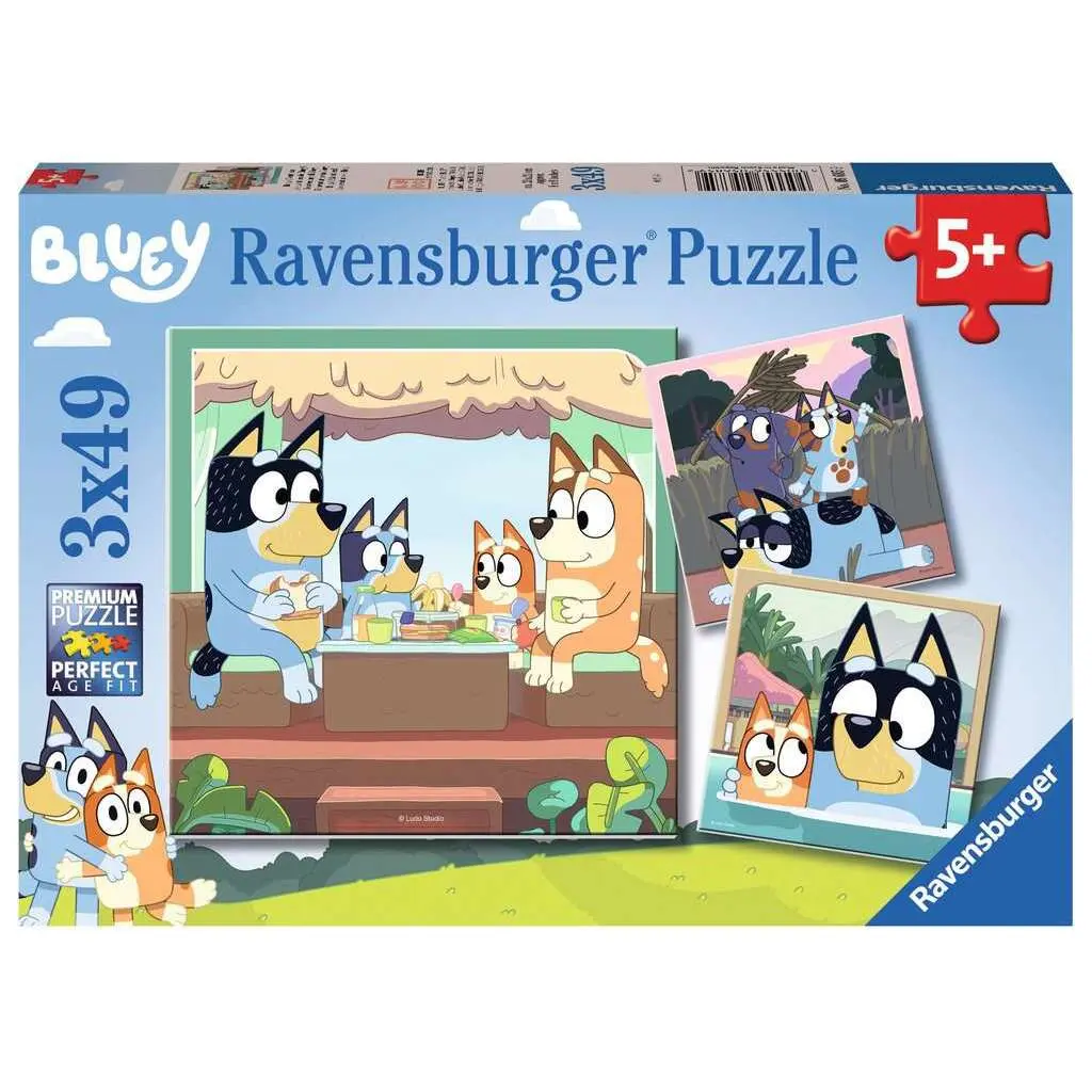 Puzzle mit 3x49 Teilen Die Abenteuer von bluey Ravensburger