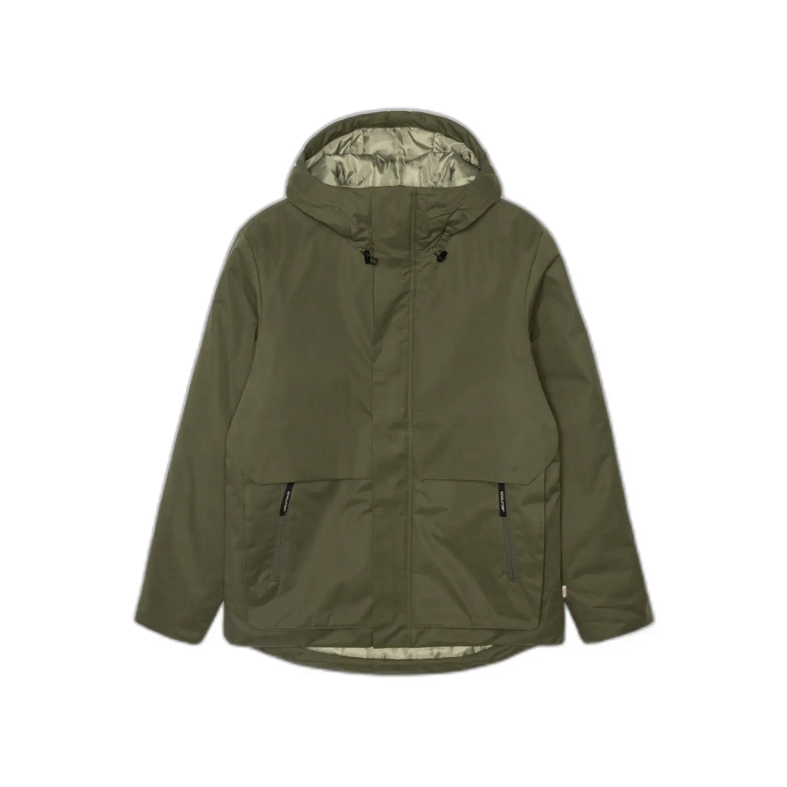 Kurze Regenjacke mit Kapuze und Reißverschlusstaschen Revolution