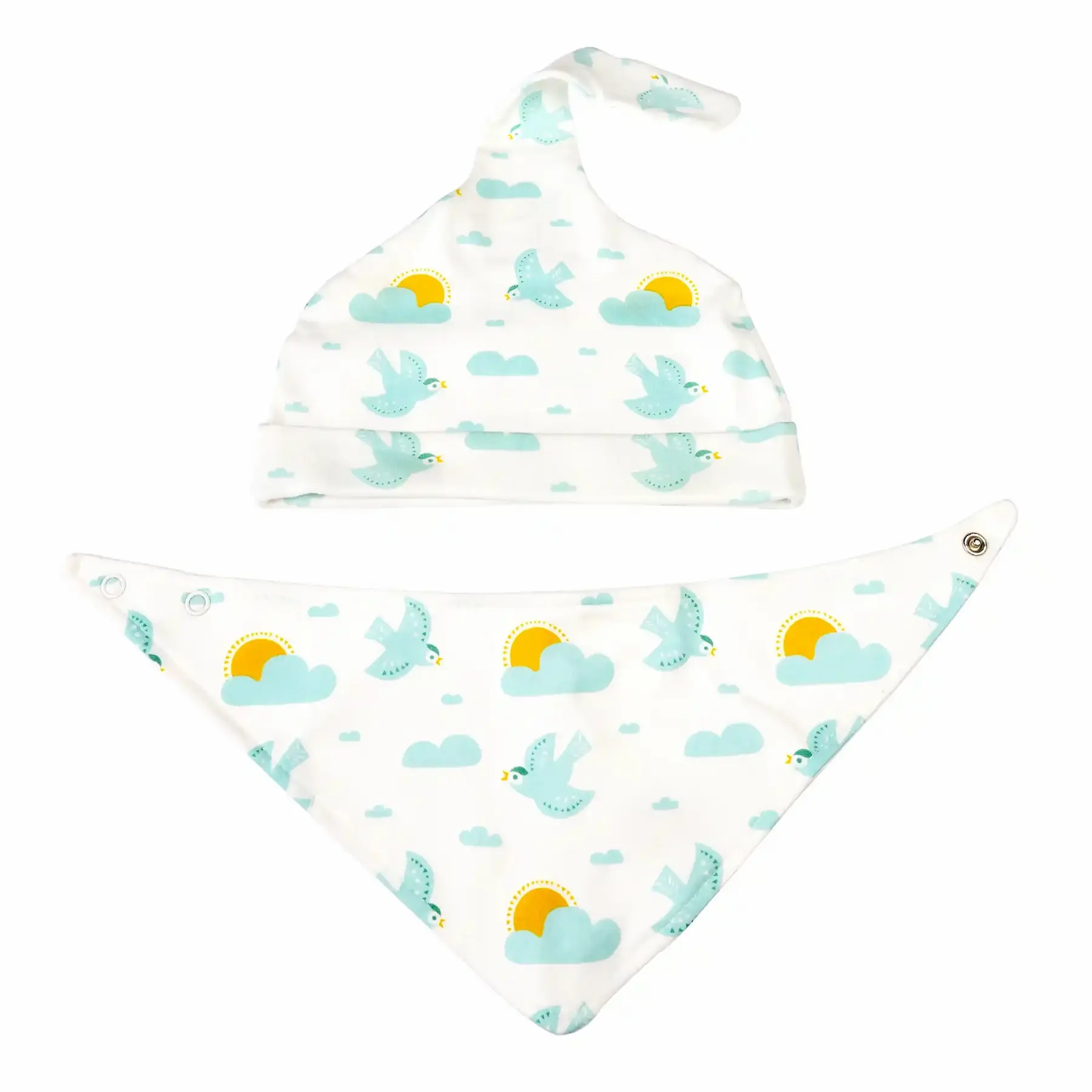 Bonnet et bavoir en coton bio bébé Rex London Skylark Bonnet et bavoir en coton bio bébé Rex London Skylark