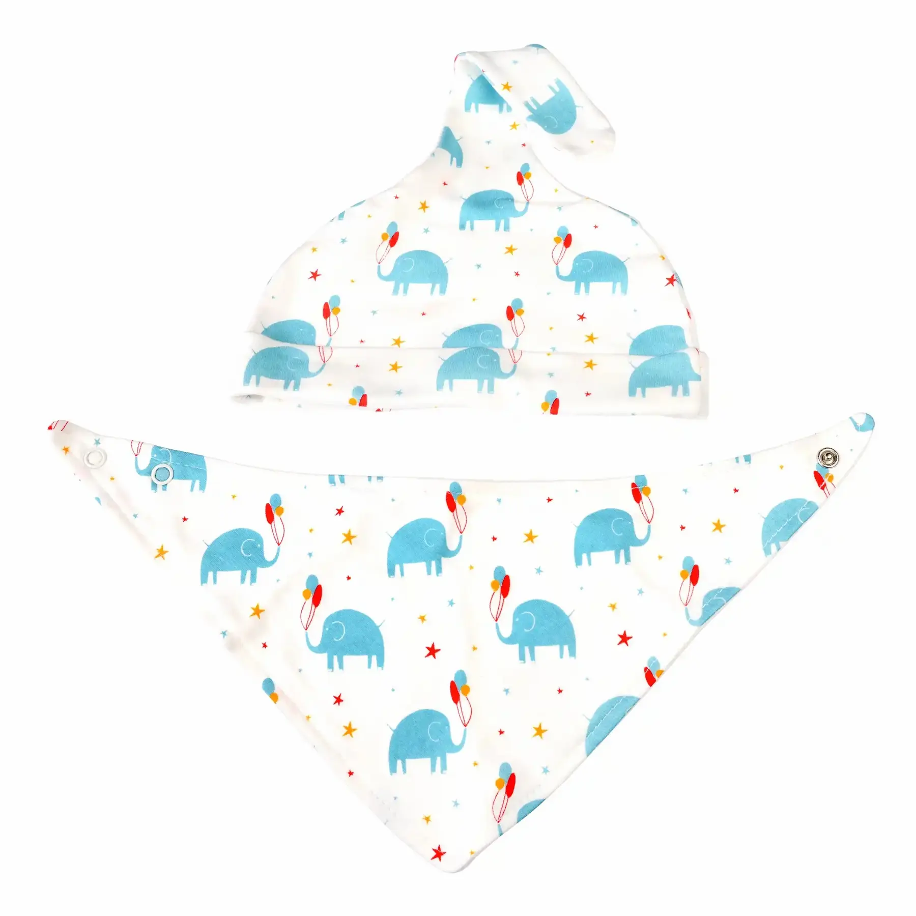 Bonnet et bavoir en coton bio bébé Rex London Elephant Party Bonnet et bavoir en coton bio bébé Rex London Elephant Party
