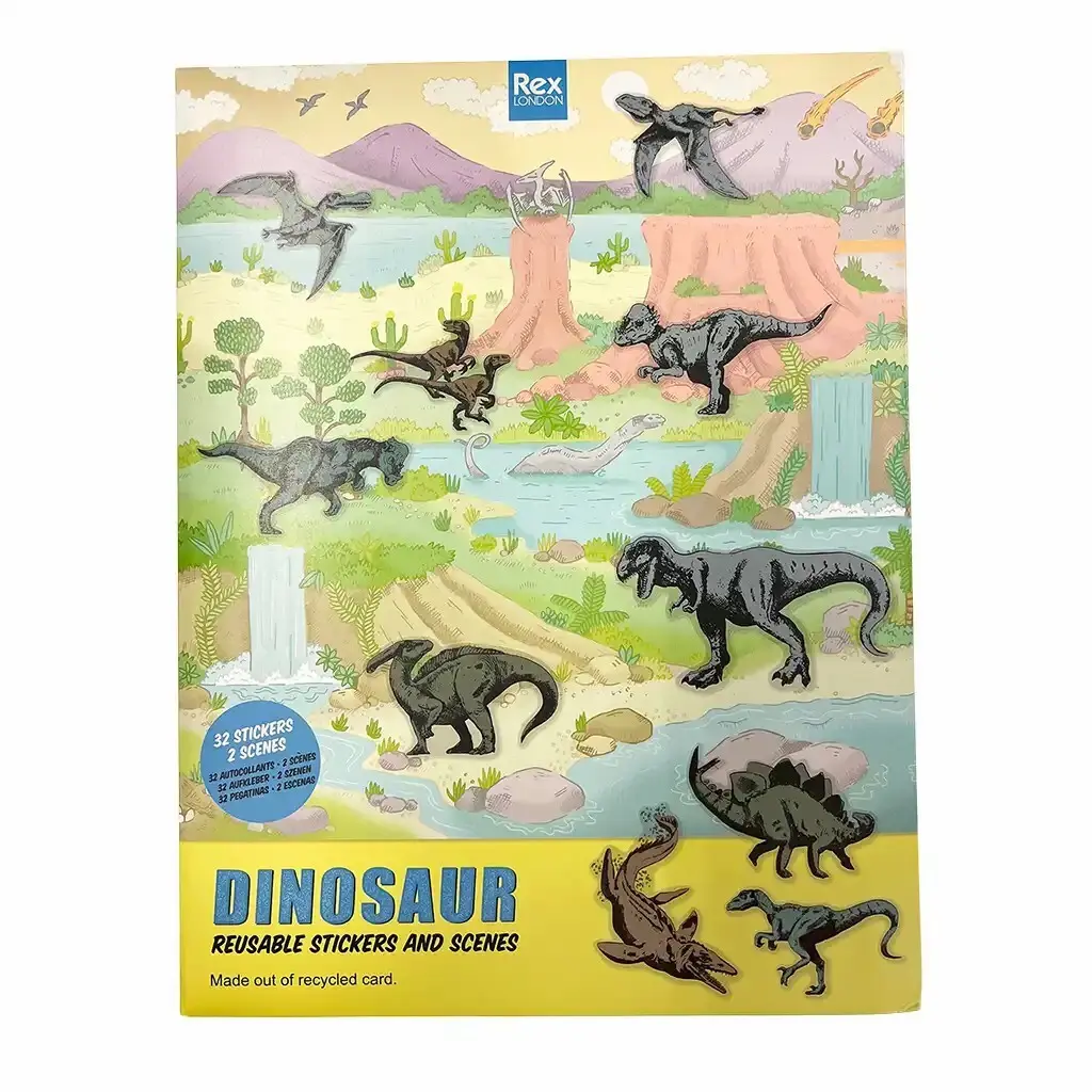 Dinosaurierszenenkarte mit wiederverwendbaren Stickern Rex London