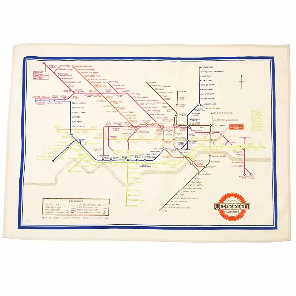 Torchon en coton Rex London TfL Heritage Tube Map
