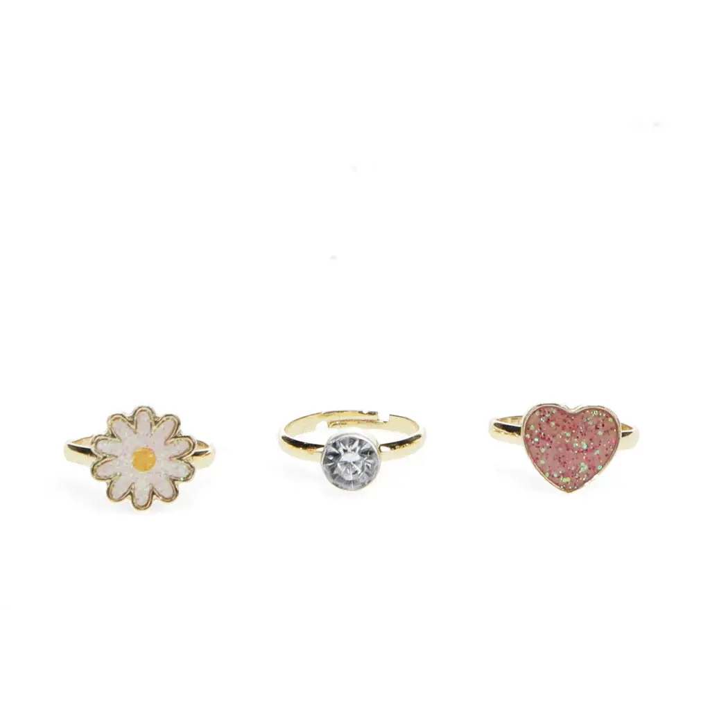 Anello scintillante su cartolina a forma di cuore per bambini Rex London (x3)