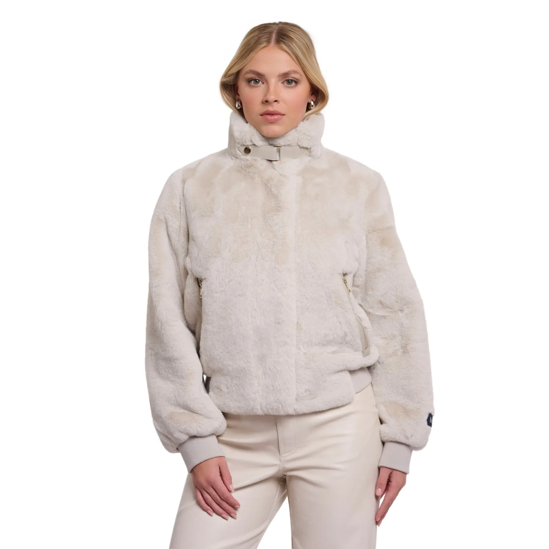 Rino & Pelle Women's Beige Faux Fur Jacket Ambra