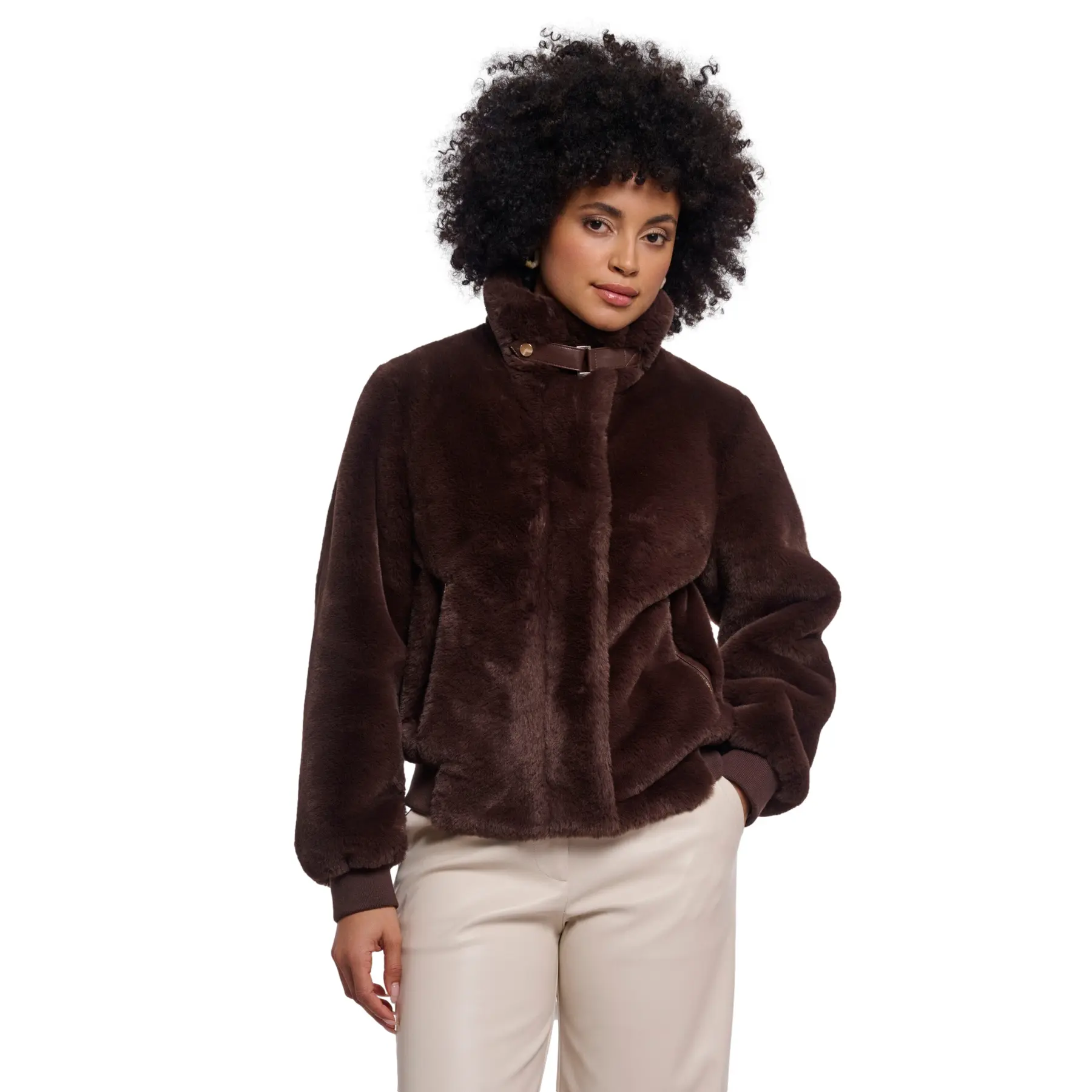 Rino & Pelle Women's Marron Faux Fur Jacket Ambra