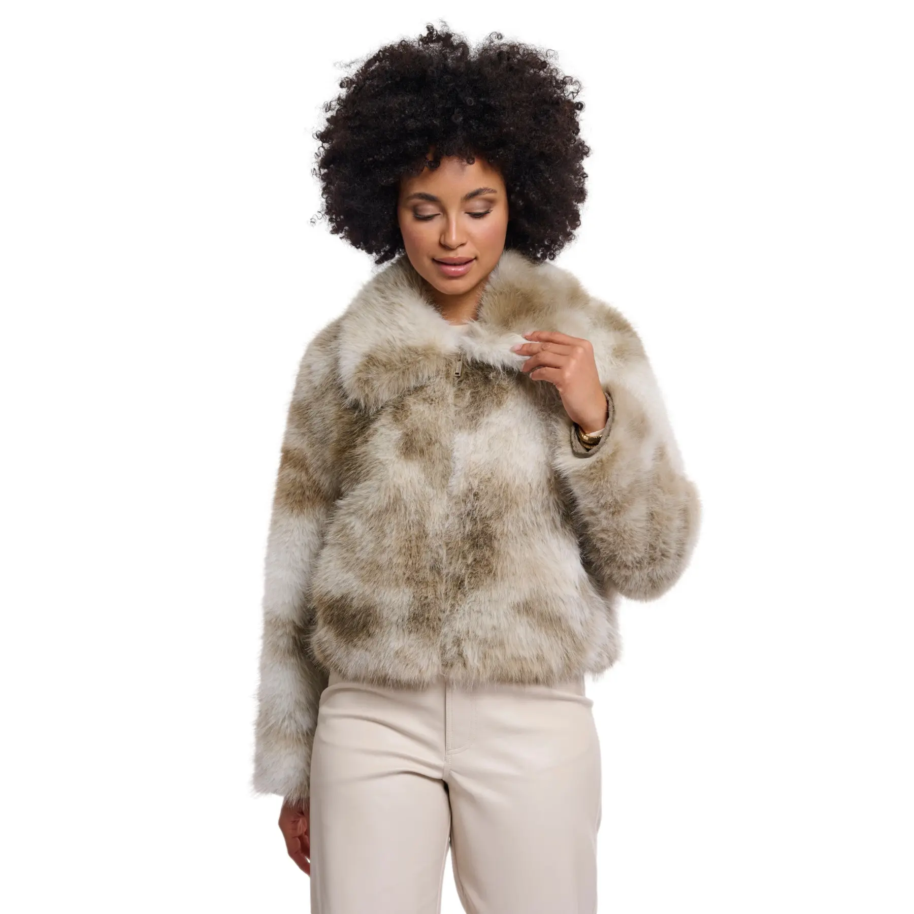 Rino & Pelle Women's Beige Short Zip Jacket Amine