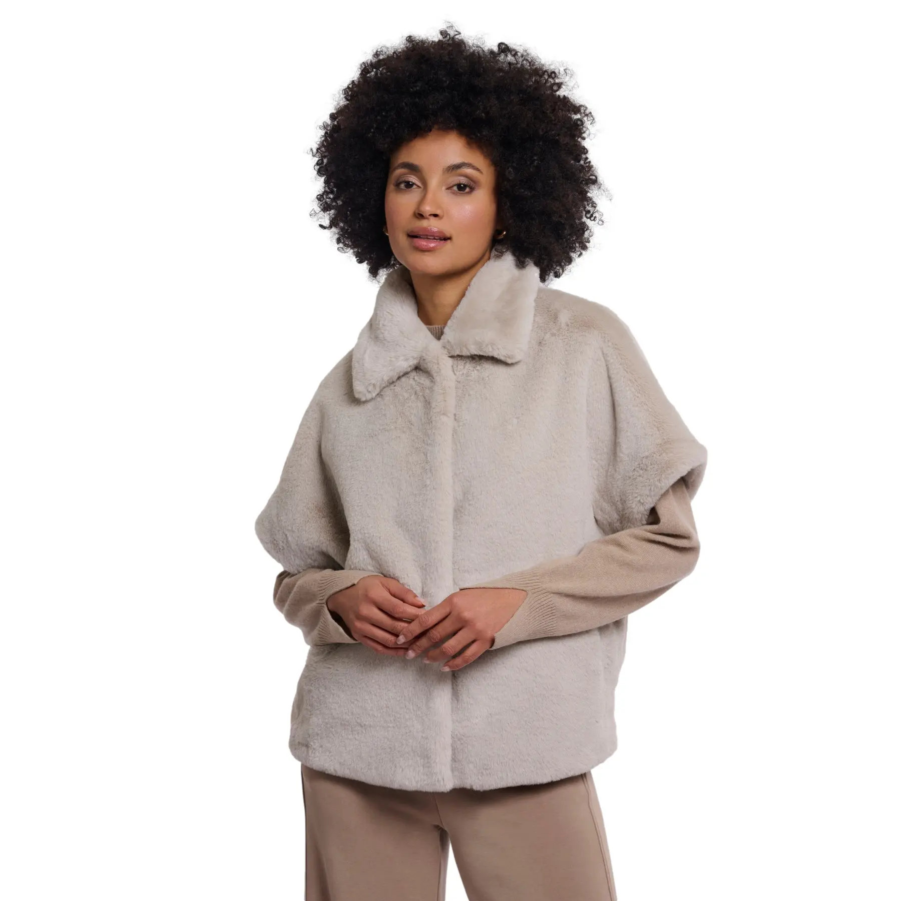 Rino & Pelle Damen Beige Faux Fur Weste Bodil