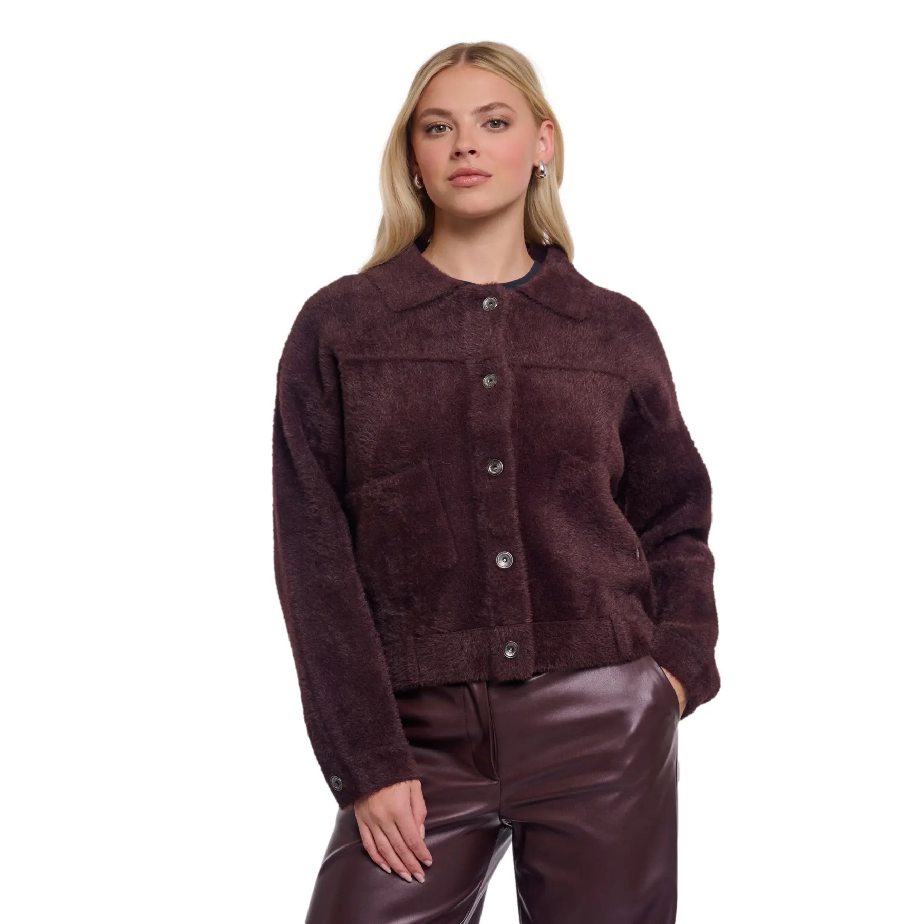 Rino & Pelle Damen Marron Boxy-Jacke Bubbly