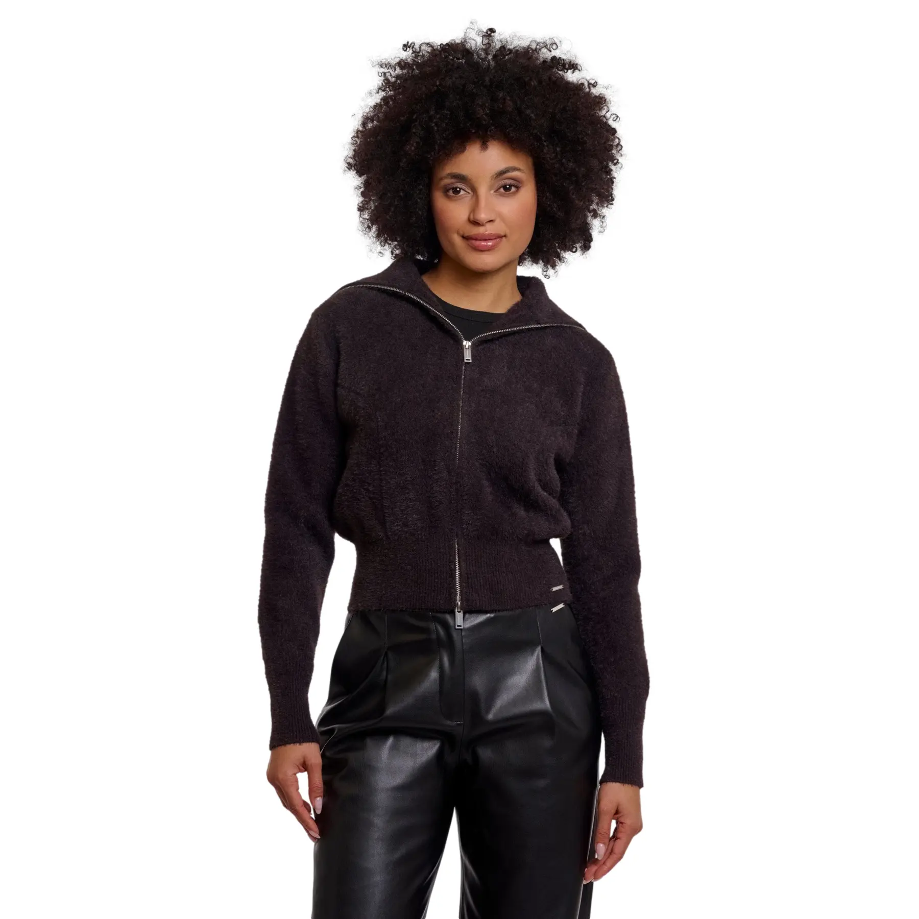 Cardigan con zip a collo largo donna  Corinne