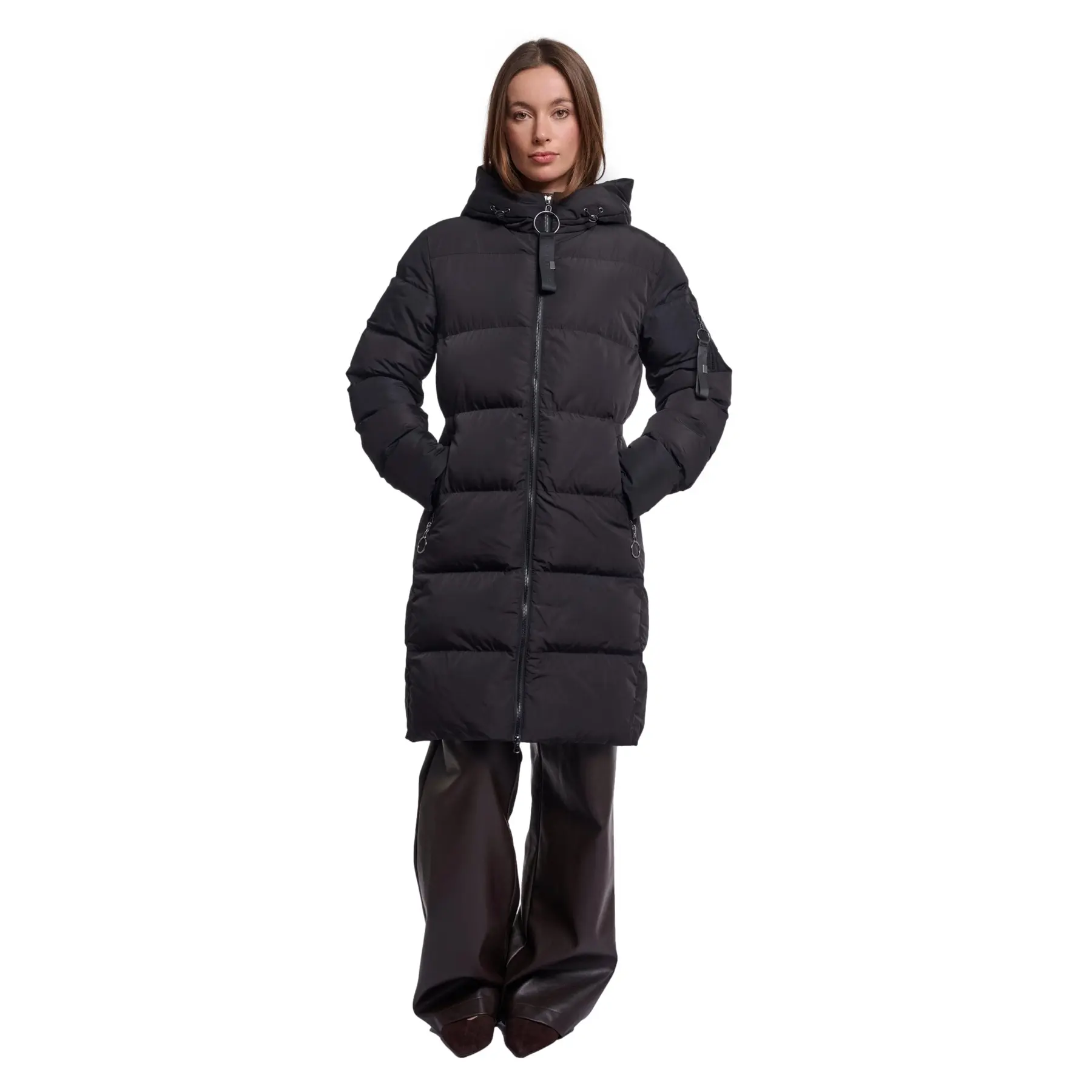 Rino & Pelle Women's Noir Long Hooded Down Jacket Jade