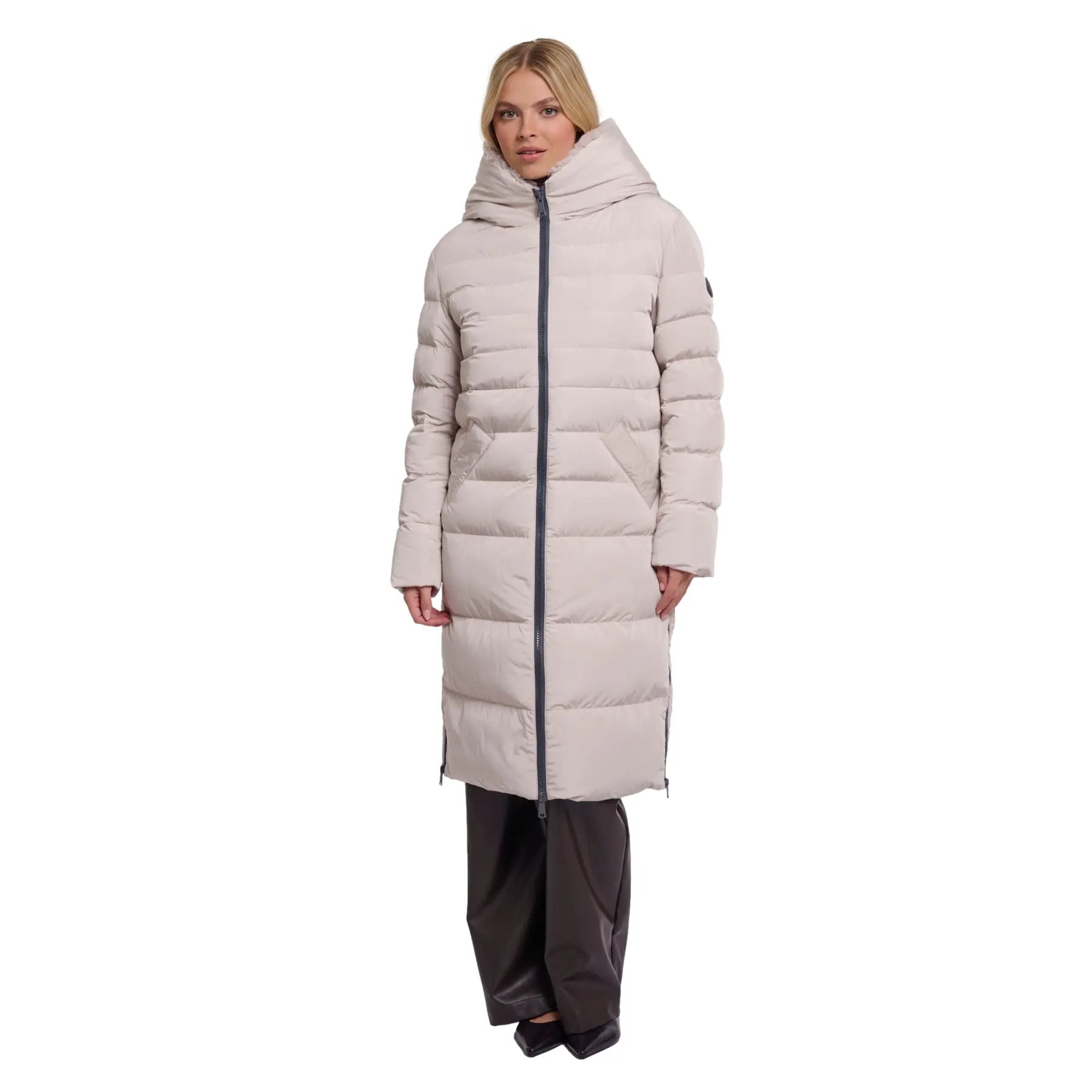 Rino & Pelle Women's Beige Long Hooded Down Jacket Keilafur