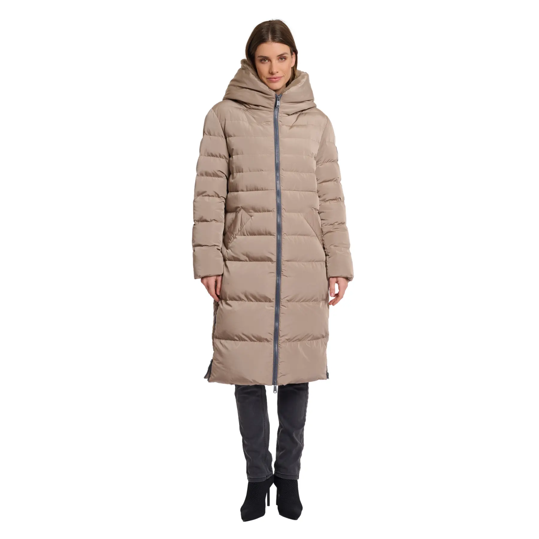 Rino & Pelle Women's Marron Long Hooded Down Jacket Keilafur