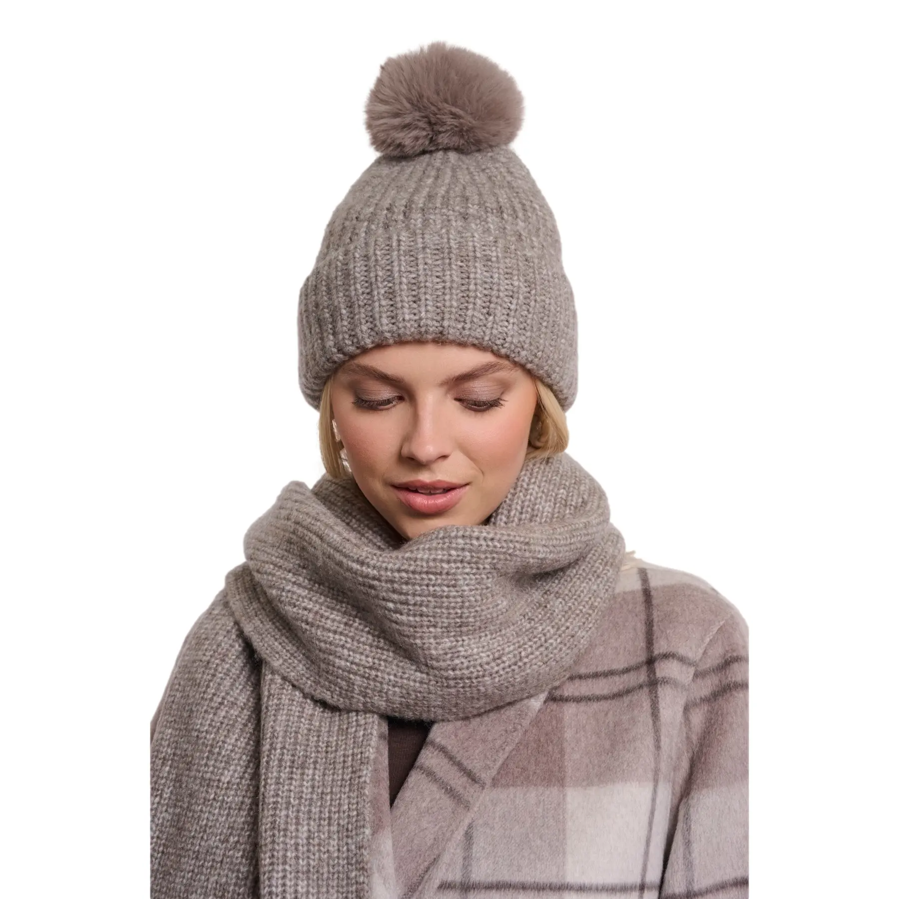 Rino & Pelle Damen Gris Fleece-Mütze Mit Bommel Für Nancy
